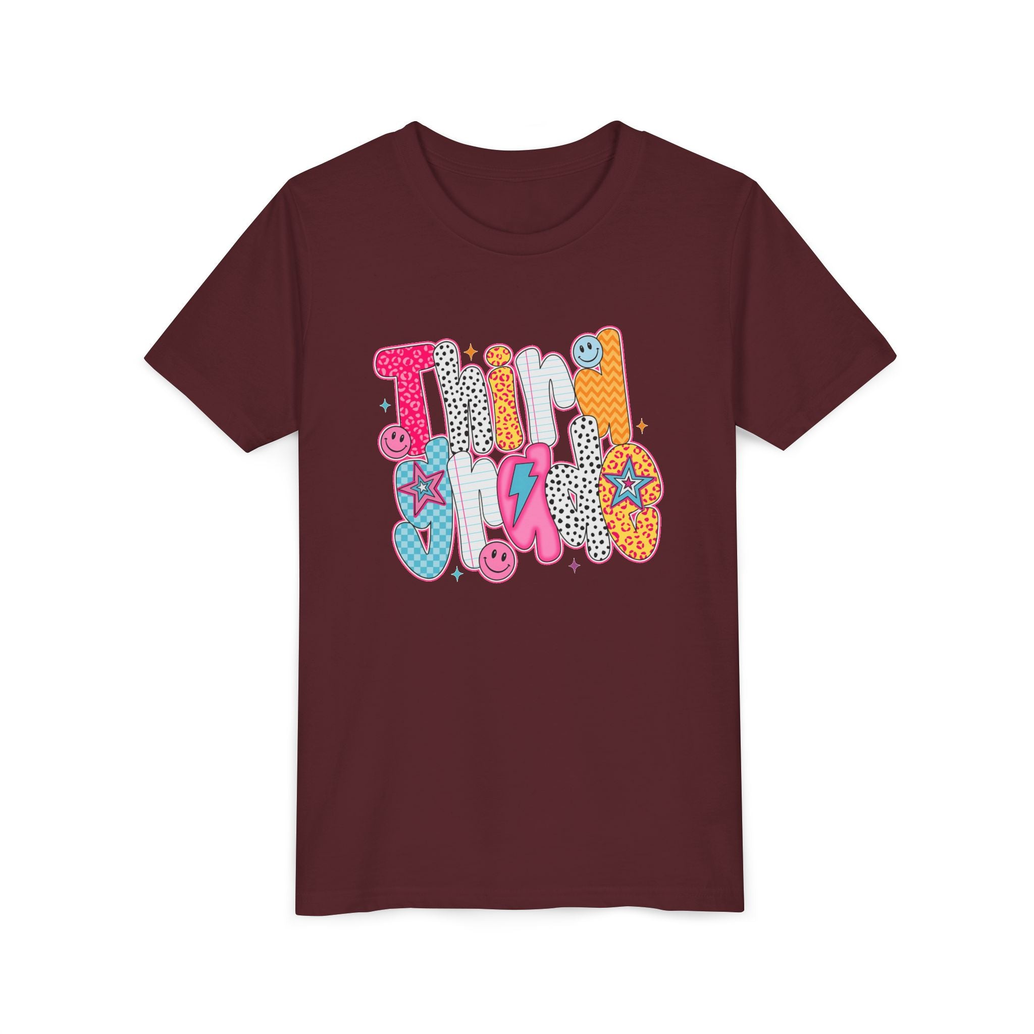 Third Grade — Colorful 'Think Big' Retro Graphic Shirt for Kids