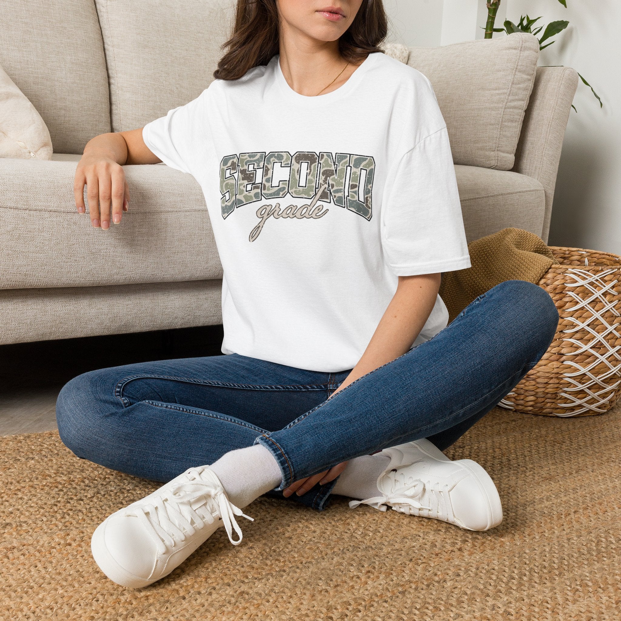 Second Grade Camo T-Shirt — "Second Grade" School Teacher Gift