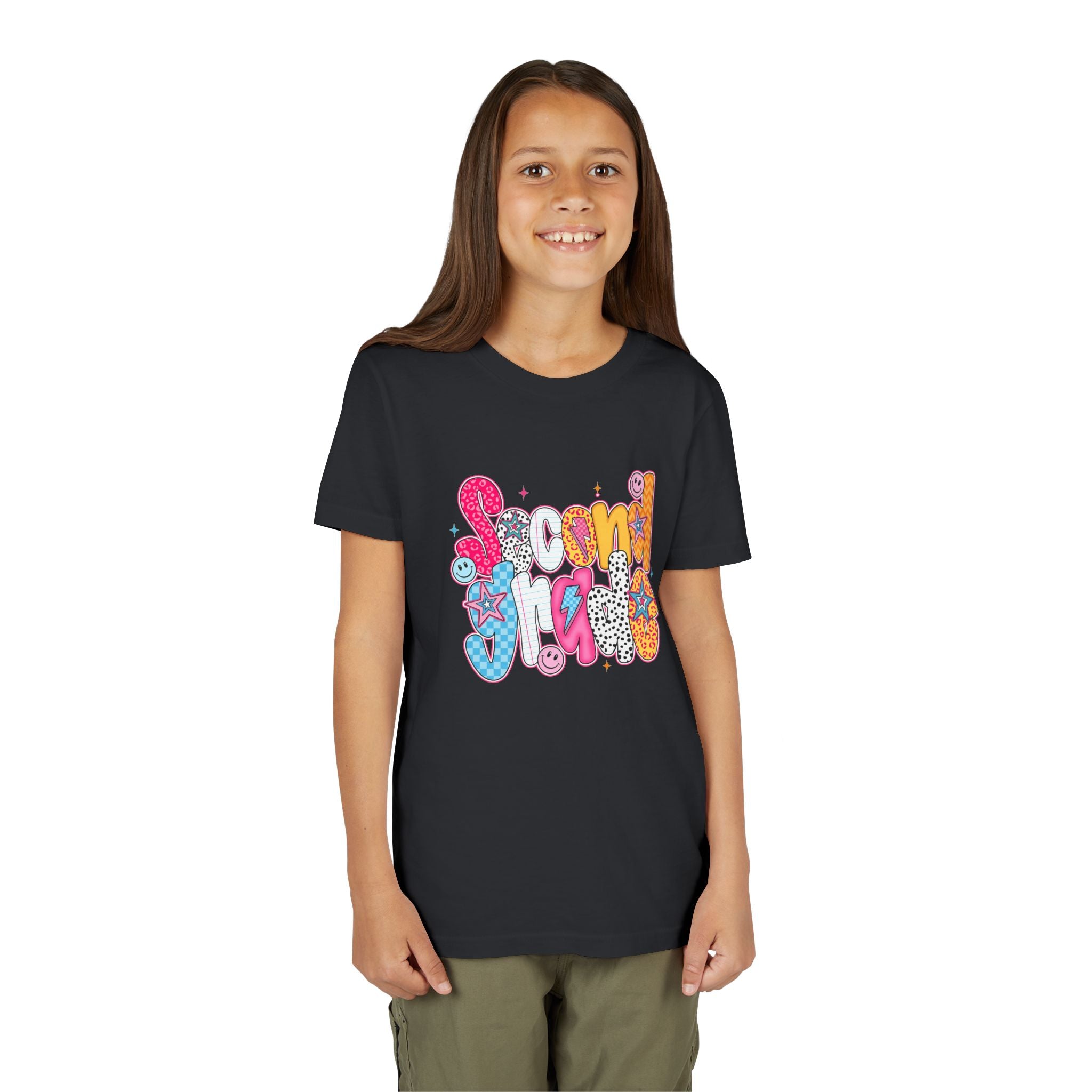 Youth Tee — Colorful 'Second Grade' Playful Retro Graphic