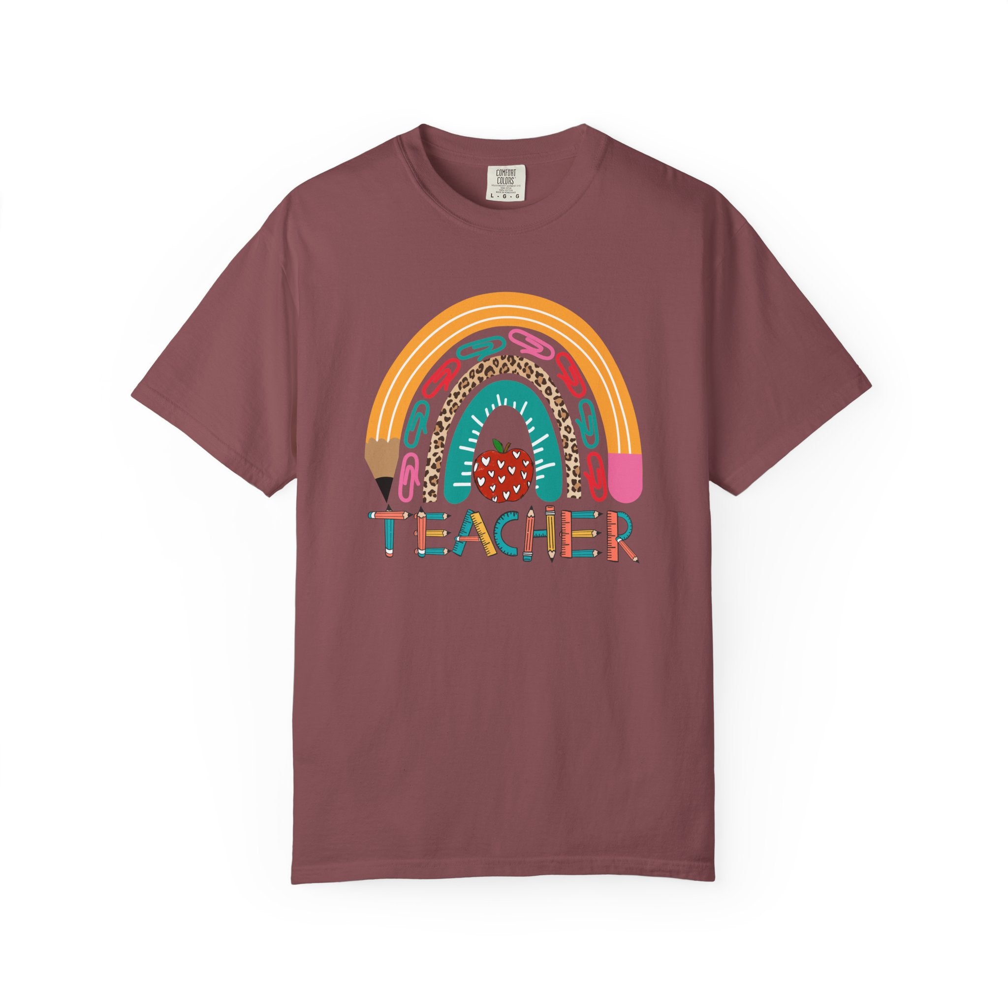 Teacher Rainbow T-Shirt — Cute Apple & Pencil Back-to-School Tee