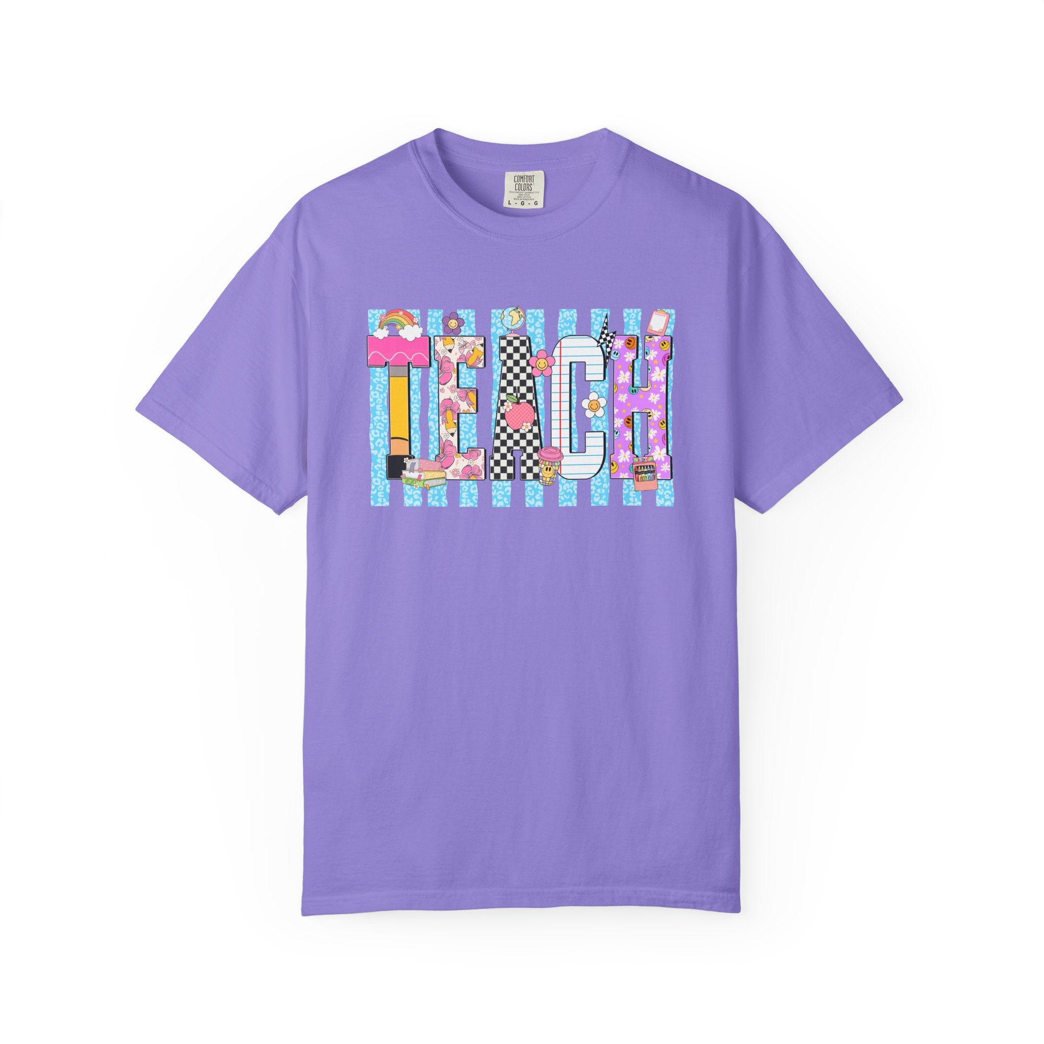 Teacher Stripe Patchwork T-Shirt