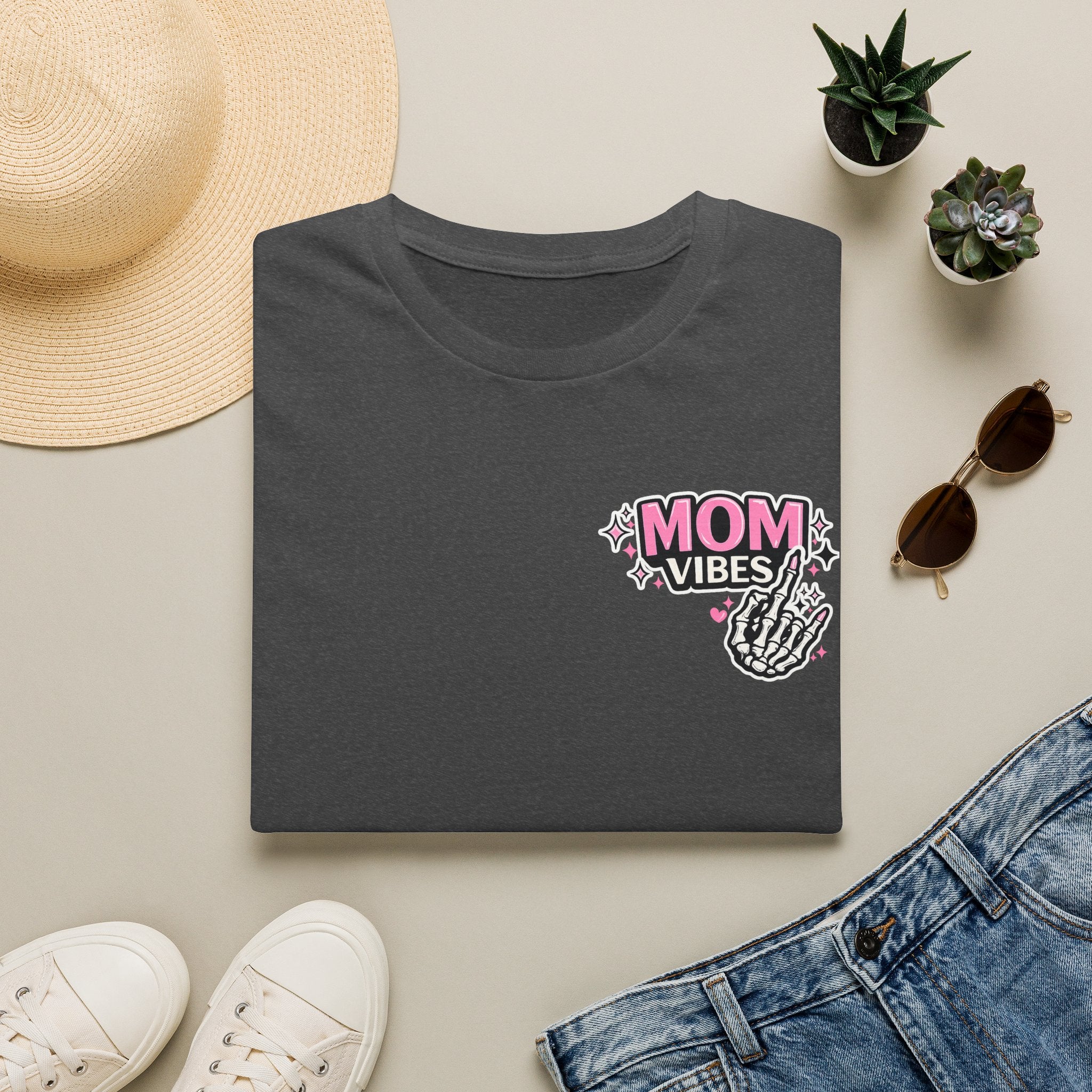 Mom Vibes T-Shirt — Pink Retro Graphic Tee for Moms