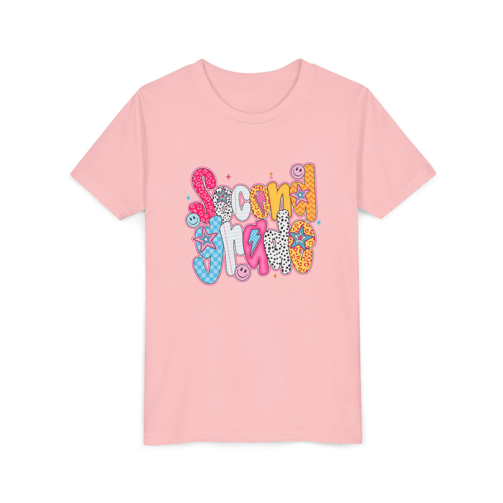 Youth Tee — Colorful 'Second Grade' Playful Retro Graphic
