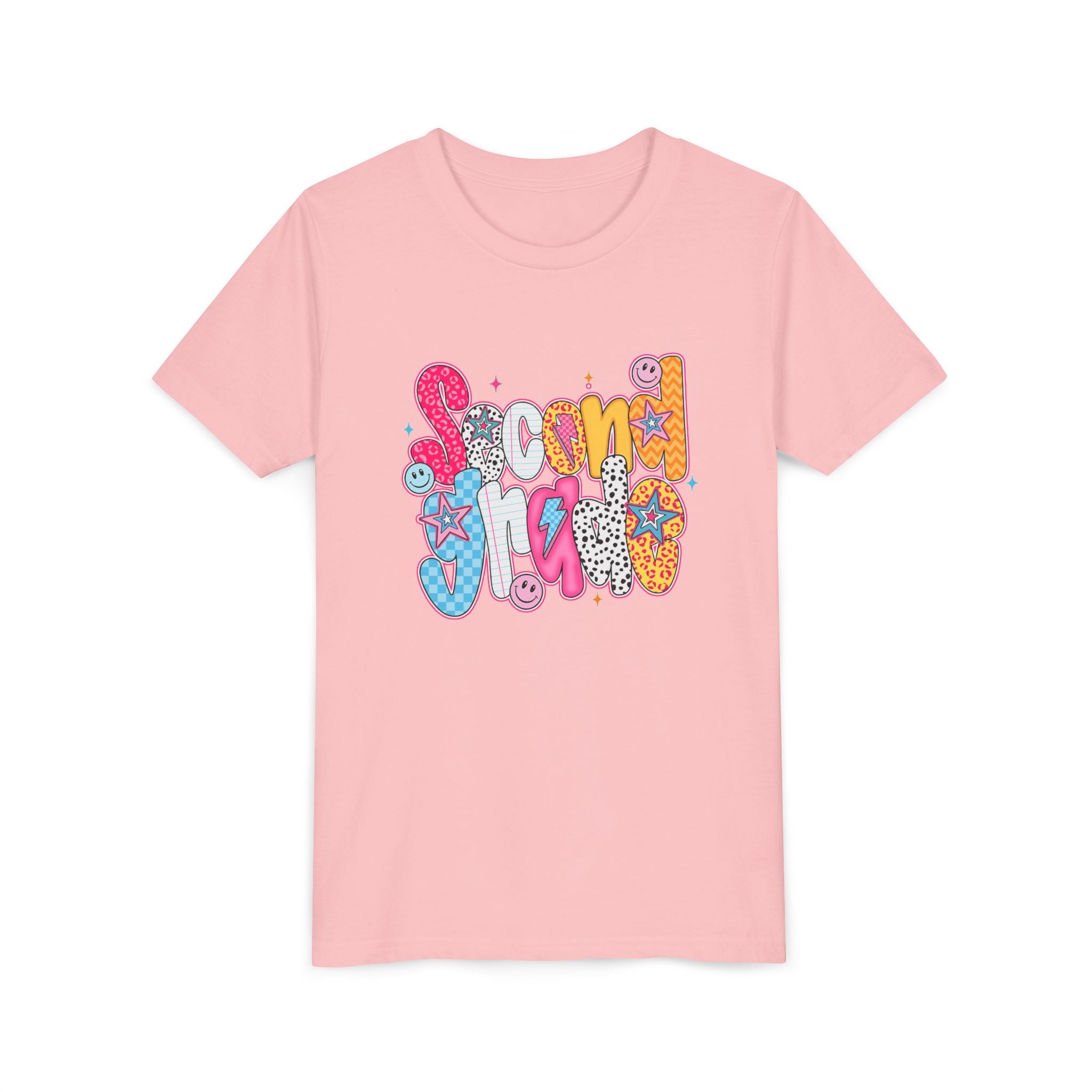 Youth Tee — Colorful 'Second Grade' Playful Retro Graphic