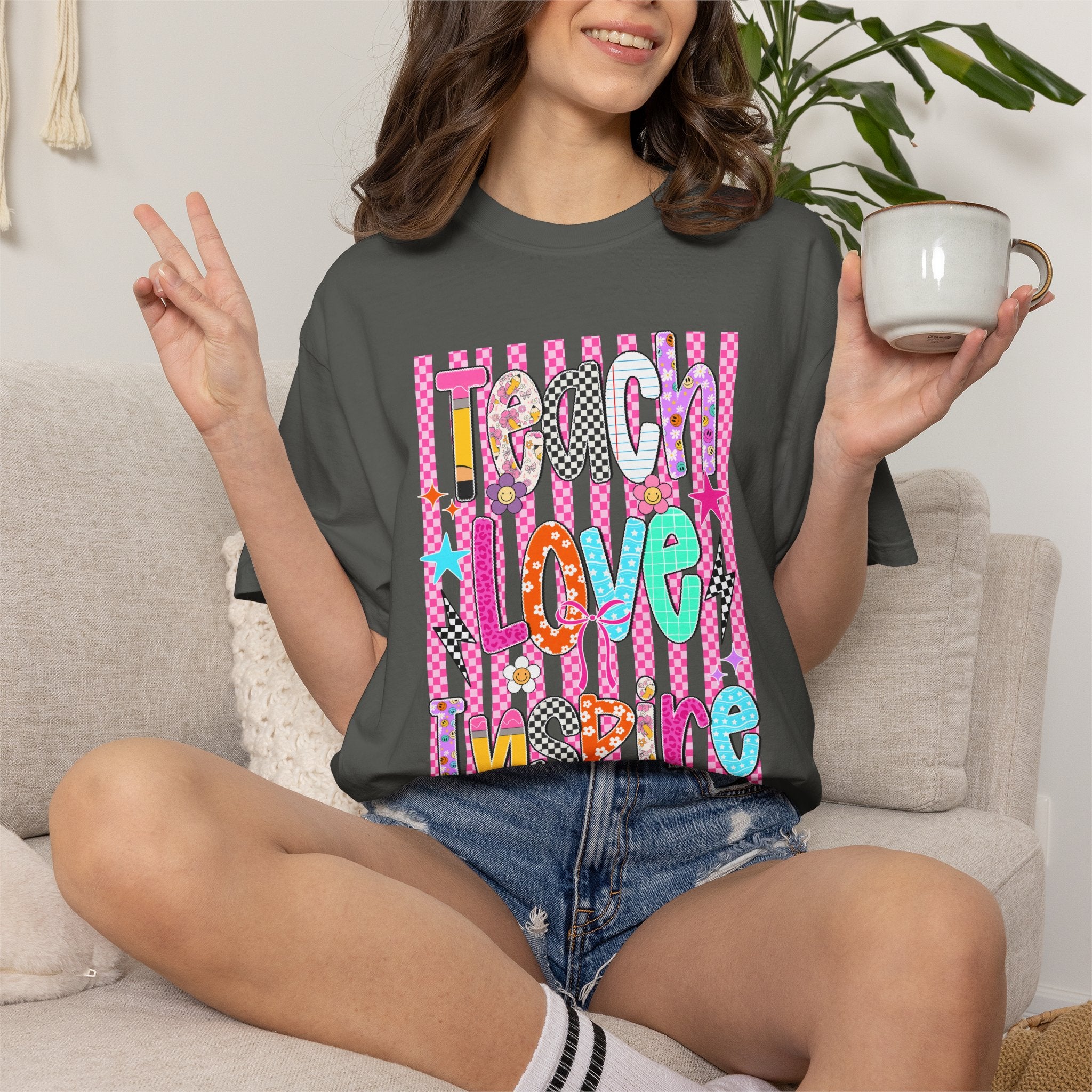 Teach Love Inspire T-Shirt — Colorful Positive Teacher Appreciation Tee