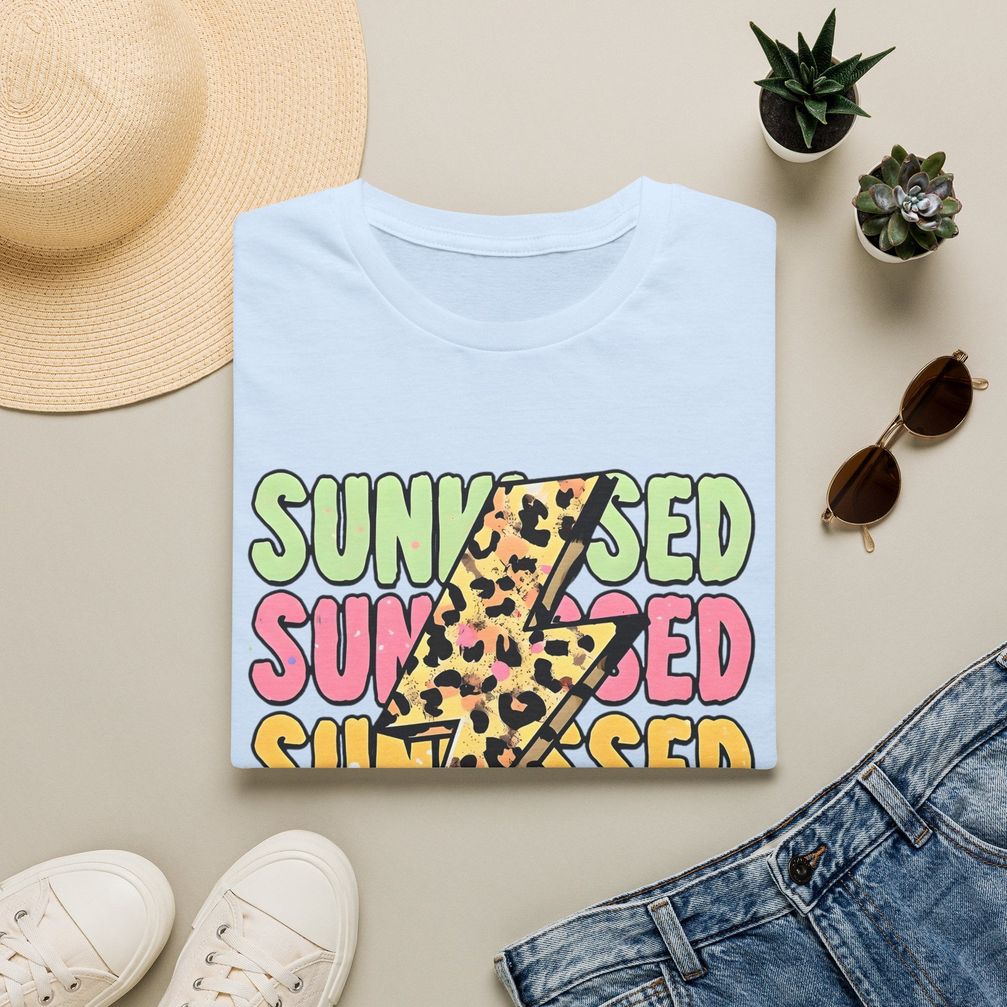 Sunkissed Retro Leopard Lightning T‑Shirt