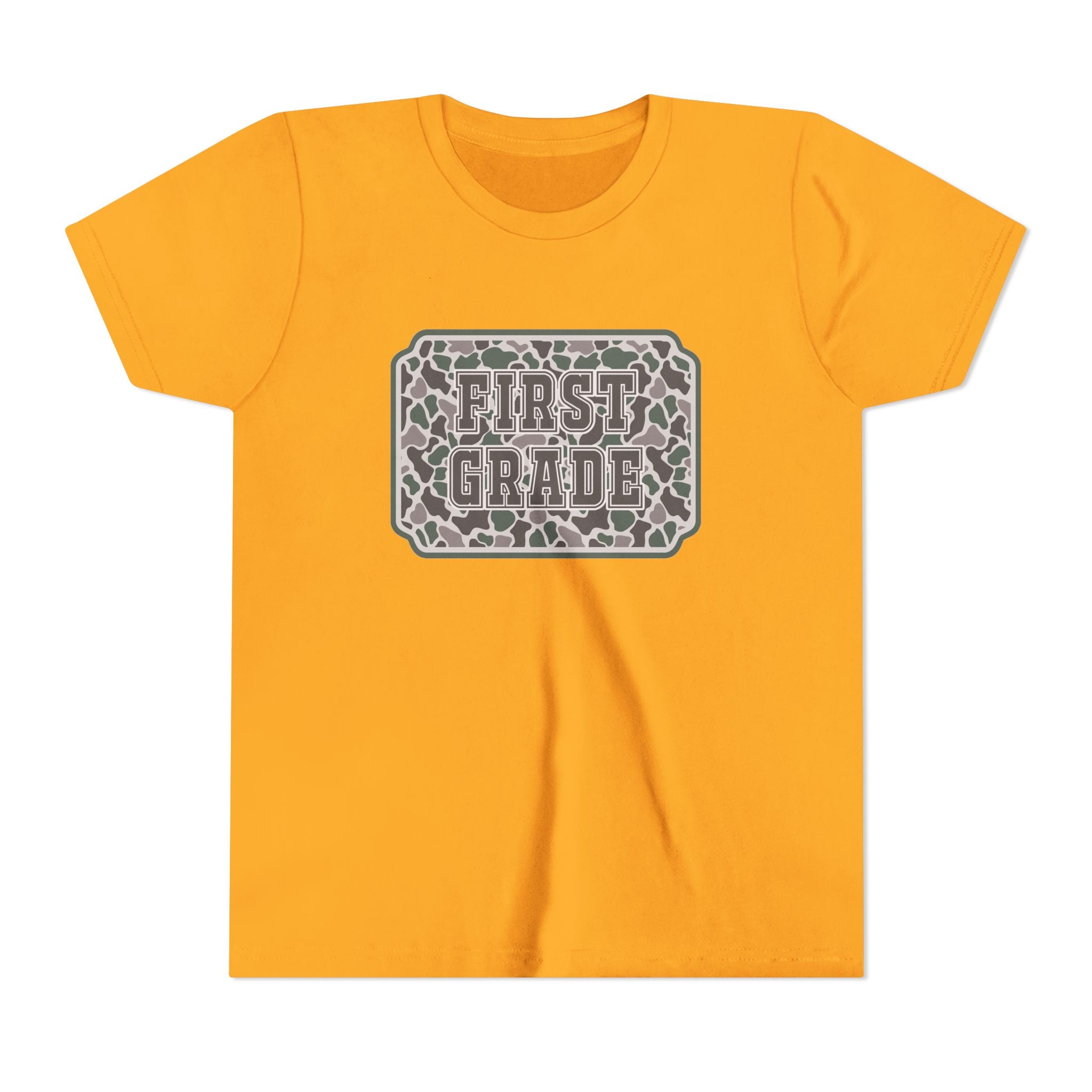 First Grade Tee — Camo Pattern Kids Back to School Shirt