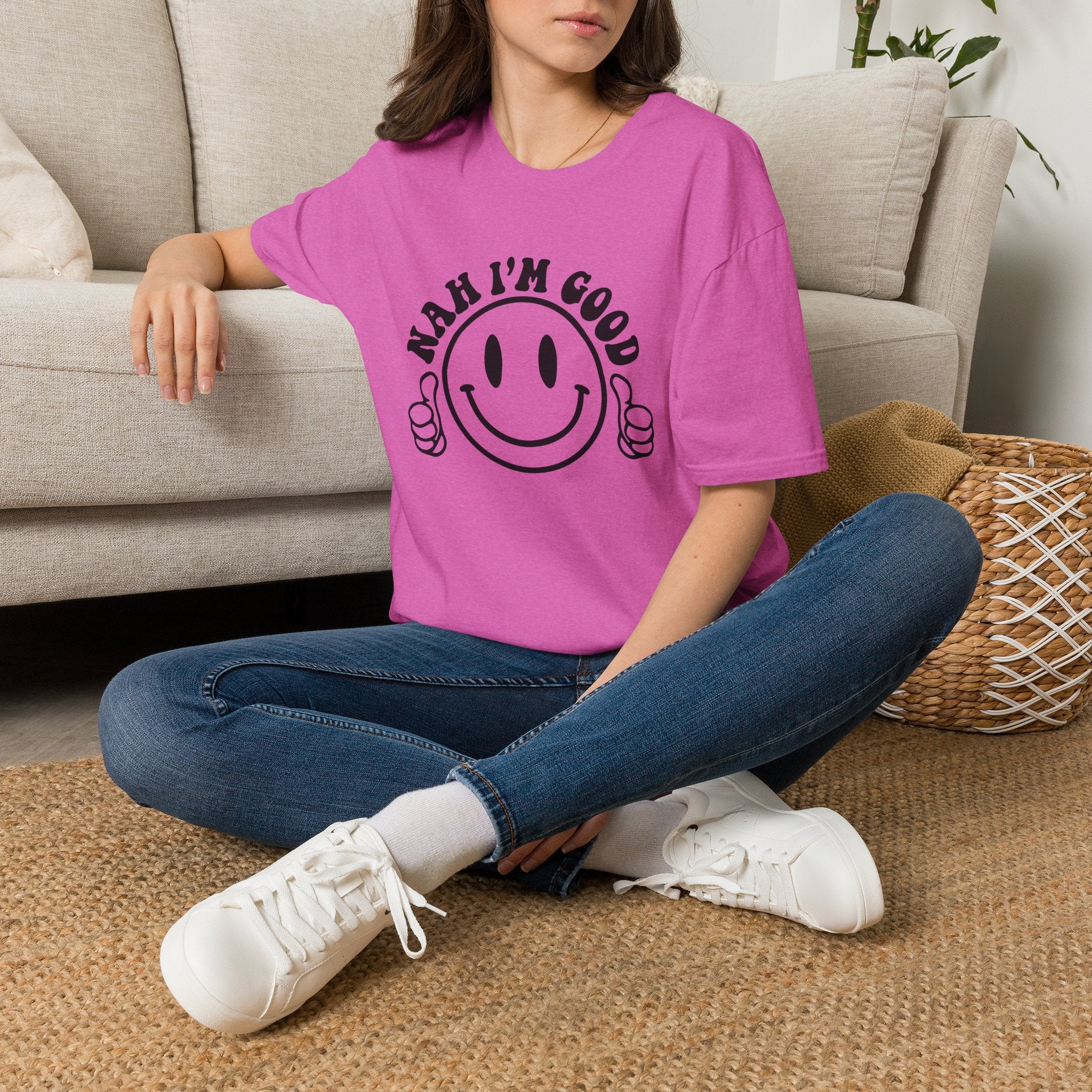 Nah I'm Good Smiley T-Shirt — Thumbs-Up Retro Graphic Tee