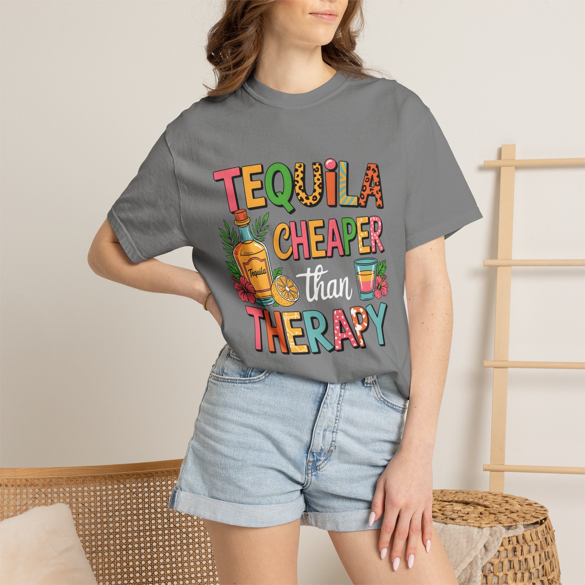 Tequila Cheaper Than Therapy T-shirt | Funny Margarita Cocktail Graphic