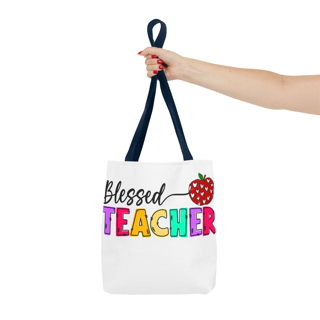 Blessed Teacher Tote Bag – Colorful Apple Teacher Appreciation Gift