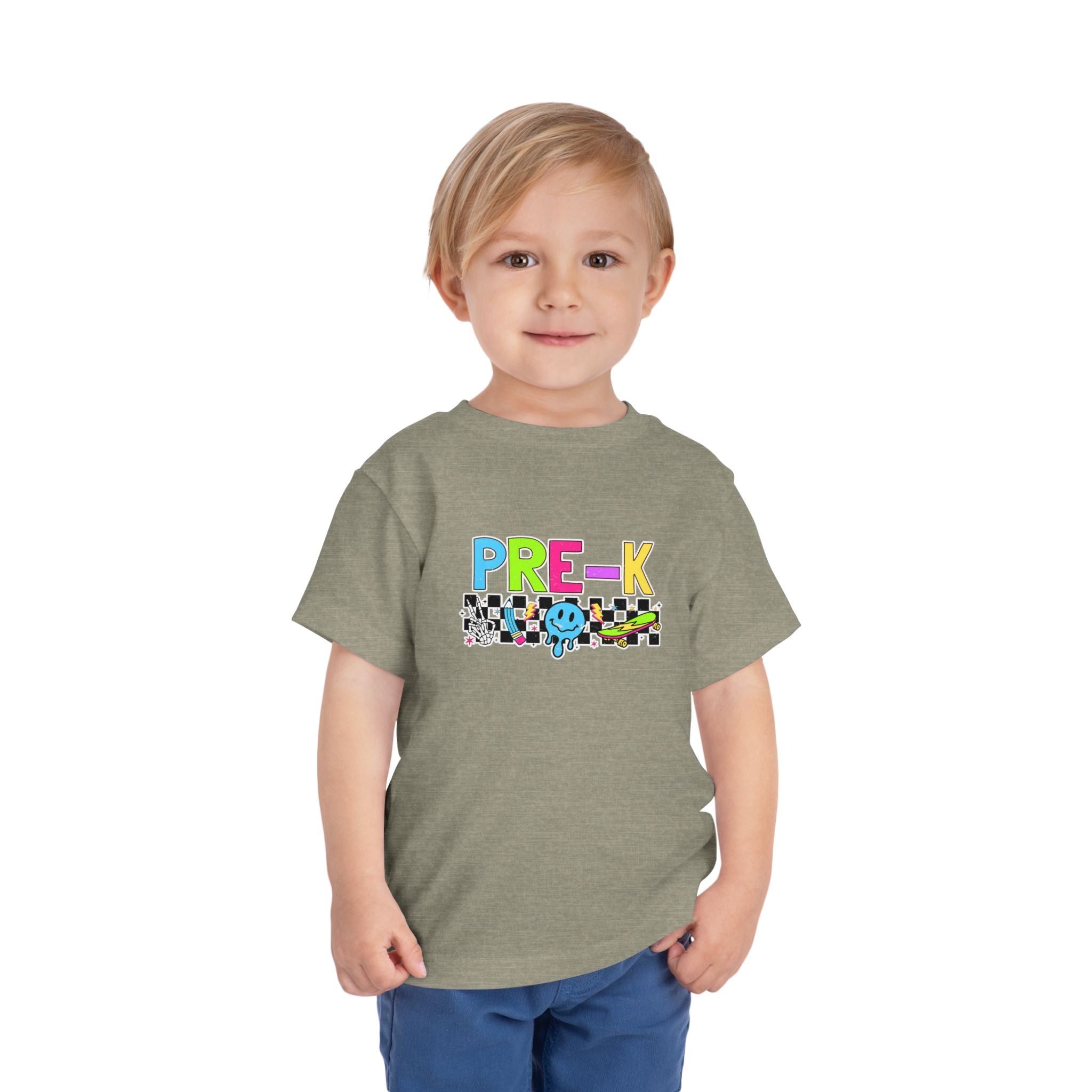 PRE-K Toddler Tee — Colorful Checkerboard Smile Preschool Shirt