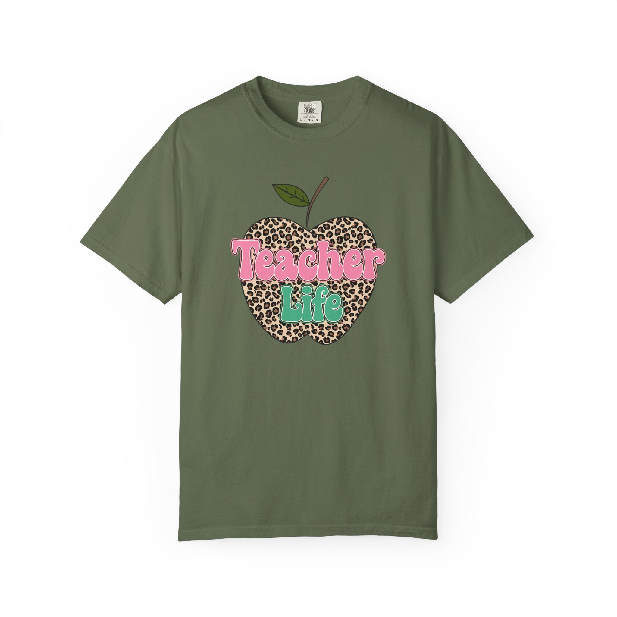 Teacher Life T-Shirt — Leopard Apple Graphic Tee for Educators