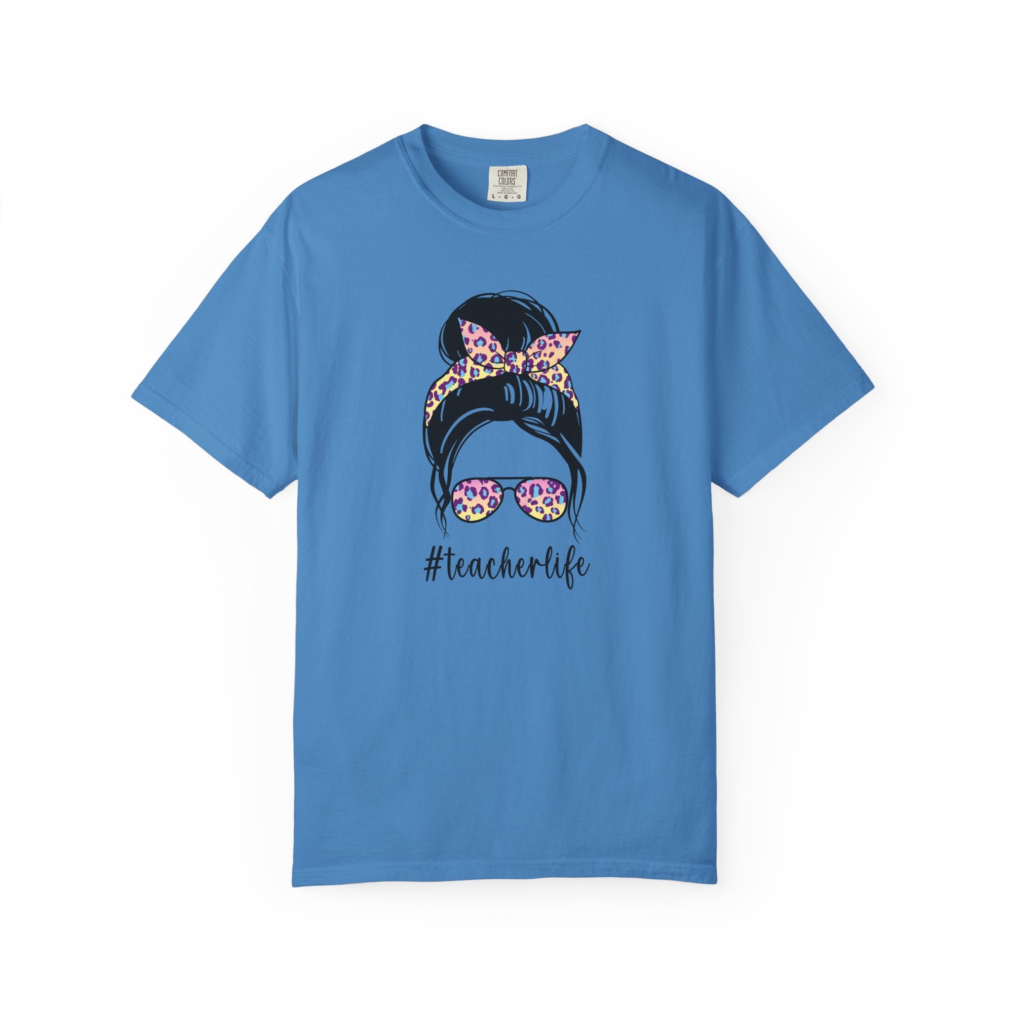 Teacher Life Floral Messy Bun T-Shirt