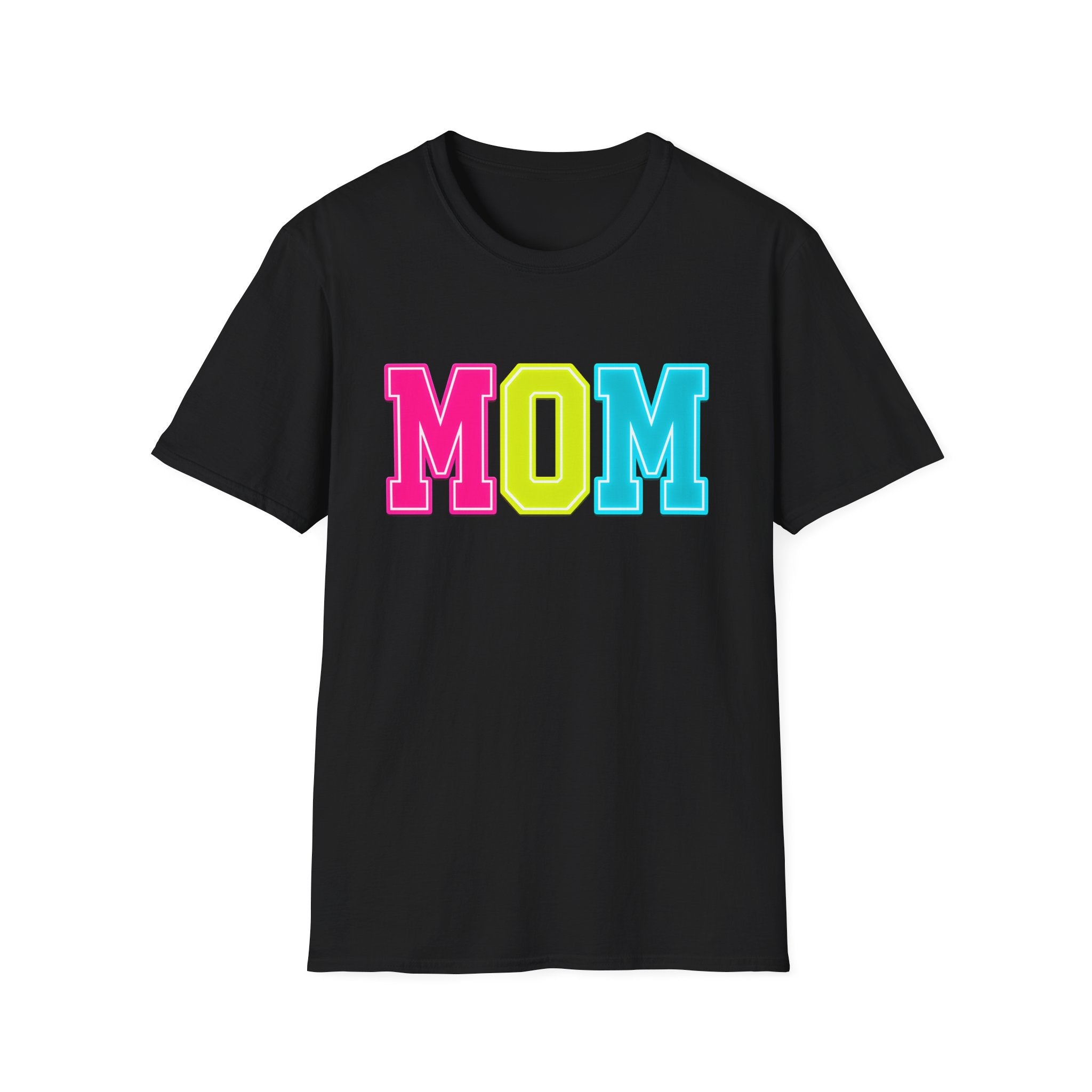 Mom Colorblock T-Shirt — Bright Retro MOM Graphic Tee for Mothers, Summer Vibe