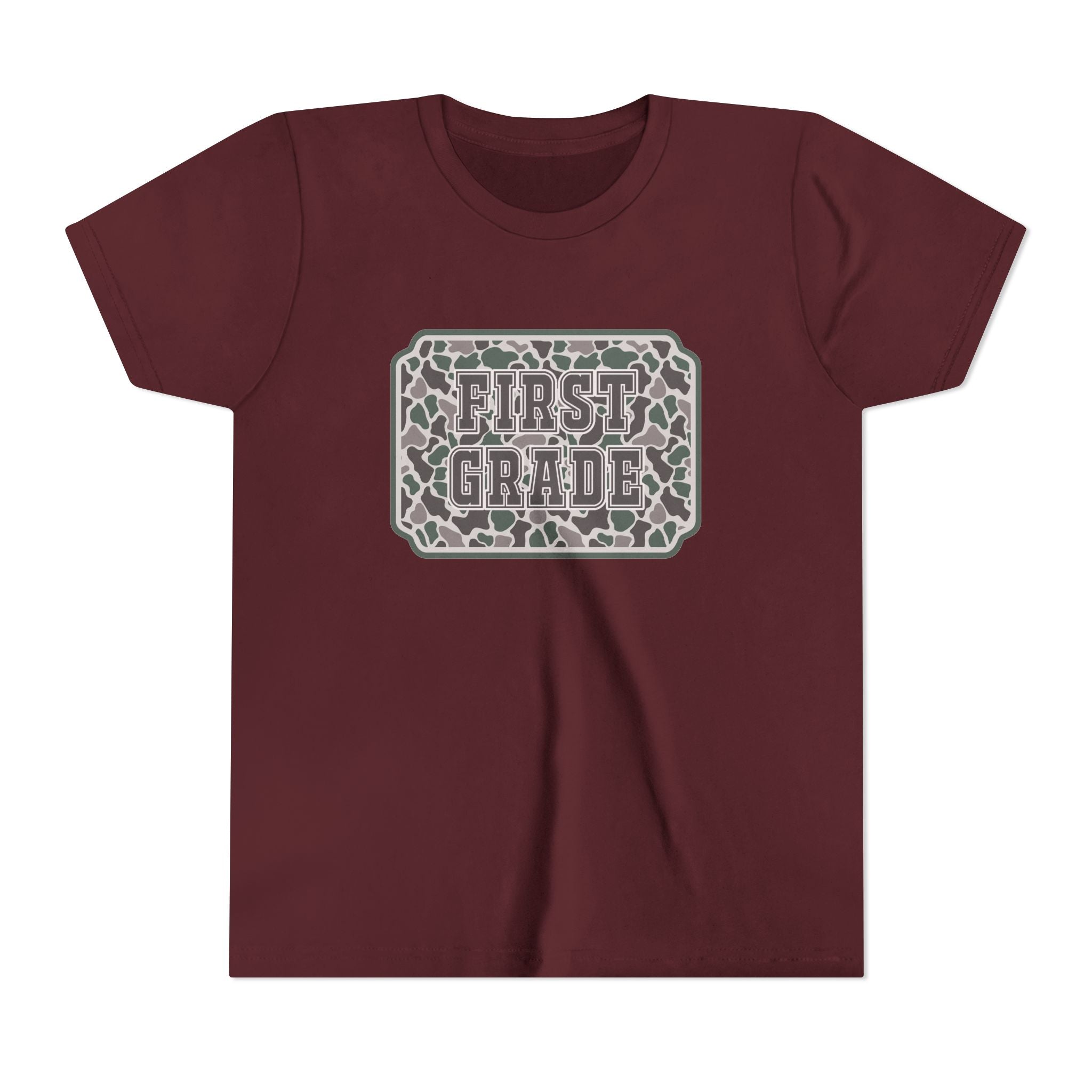 First Grade Tee — Camo Pattern Kids Back to School Shirt