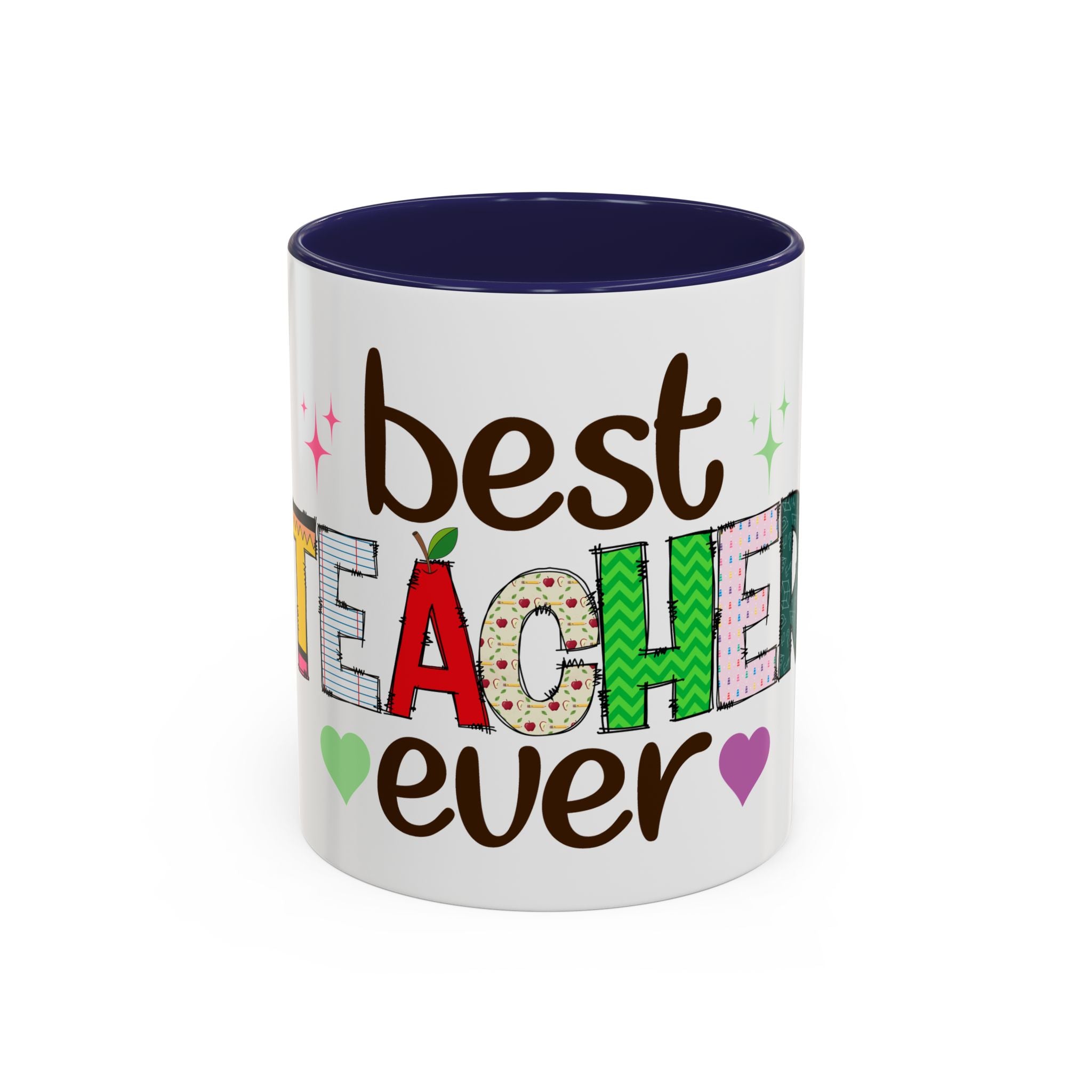 Best Teacher Ever Accent Coffee Mug – Gift for Teachers, Colorful School Appreciation Cup
