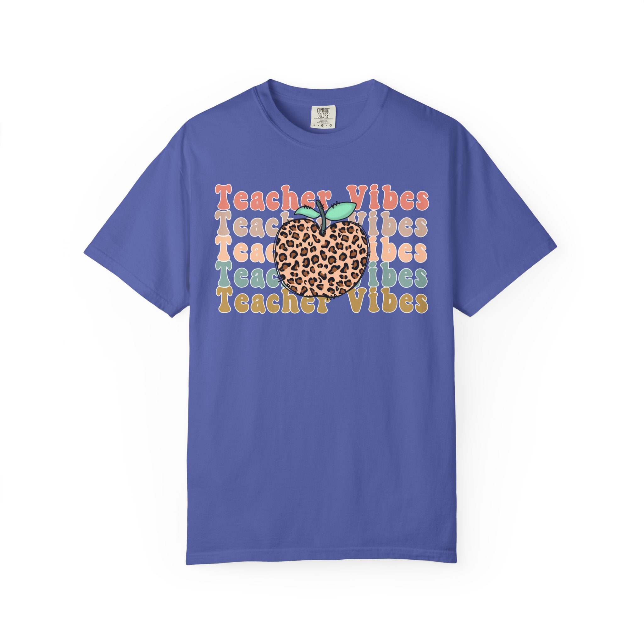 Teacher Vibes Leopard Apple T-Shirt