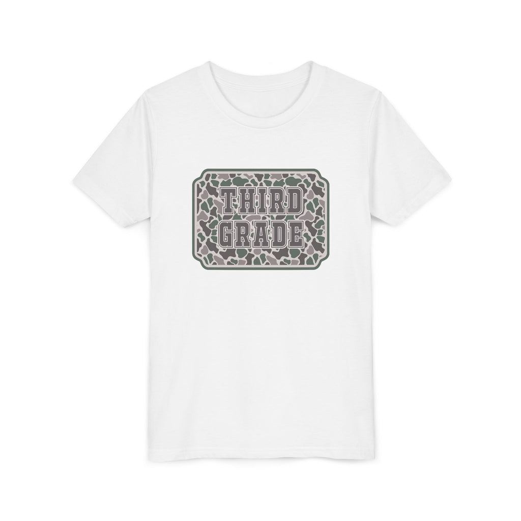 Third Grade Camo Youth Tee — Back to School Shirt for Kids