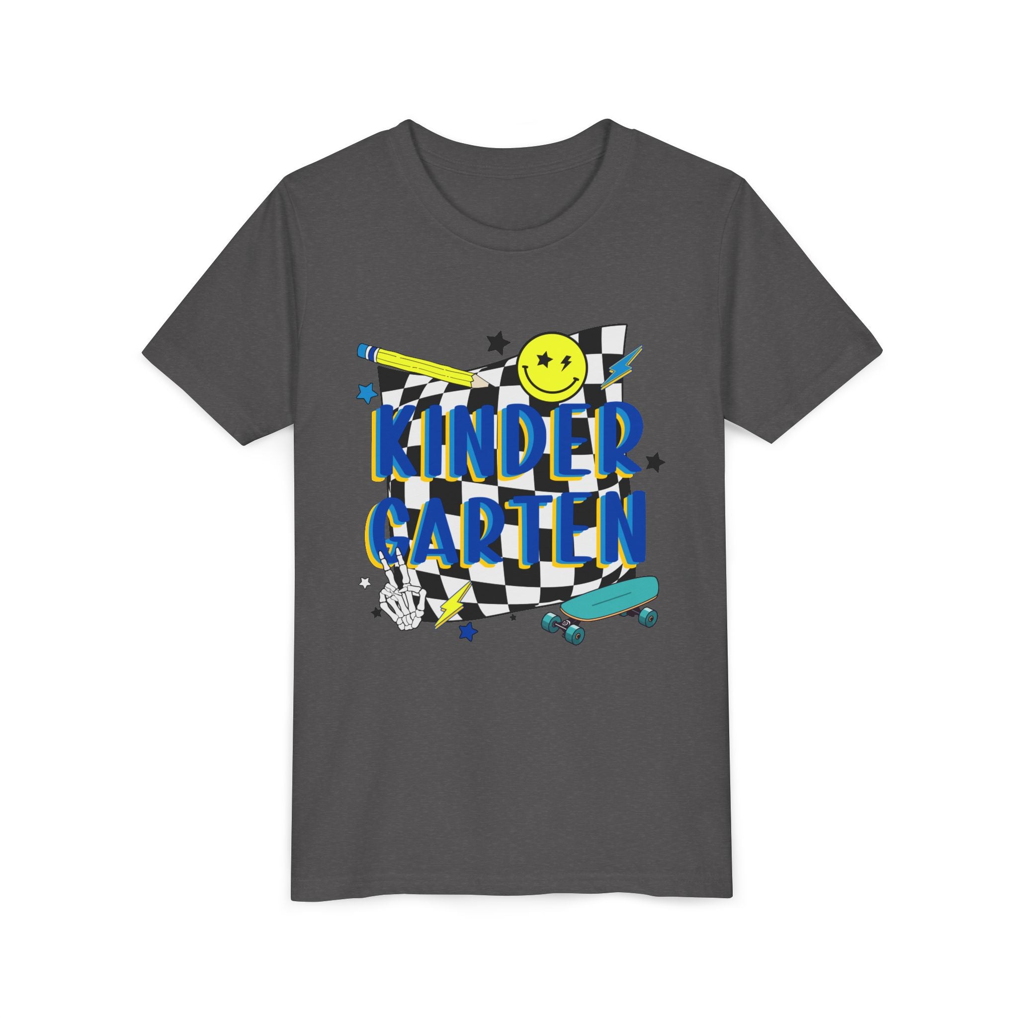 Kindergarten Retro Skate Youth T‑Shirt – Back to School Graphic Tee