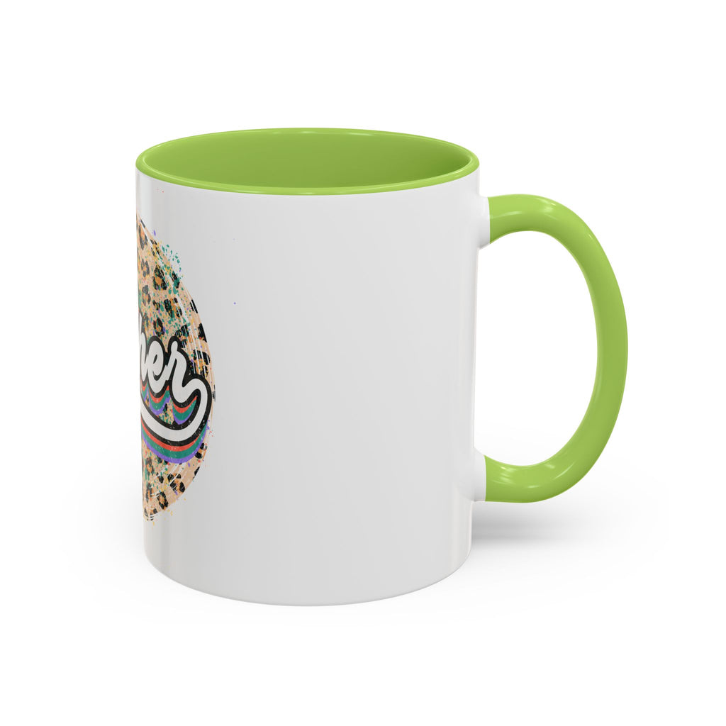 Teacher Leopard Print Accent Coffee Mug – Retro Script Teacher Gift (11/15oz)