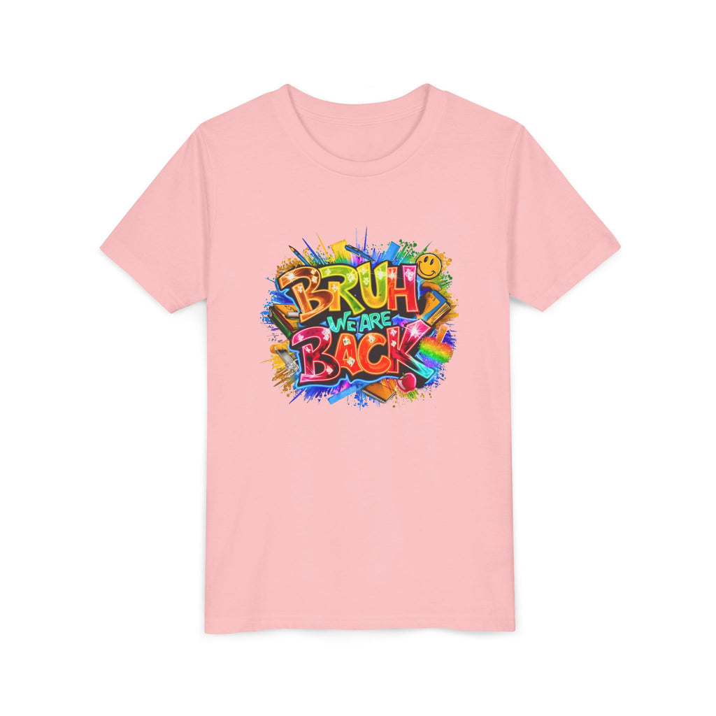Youth Tee — Colorful "Bruh We Are Back" Graffiti Graphic Shirt