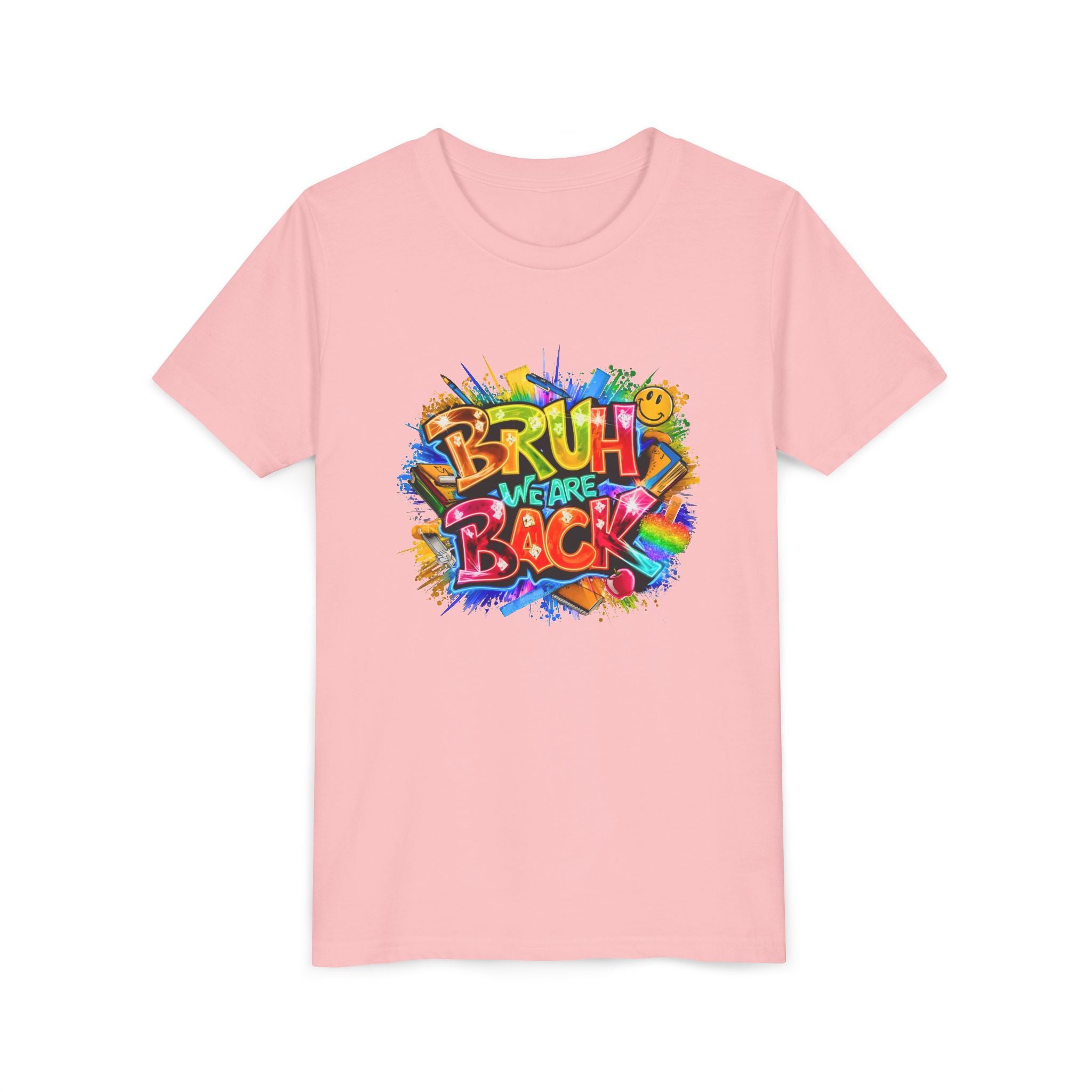 Youth Tee — Colorful "Bruh We Are Back" Graffiti Graphic Shirt