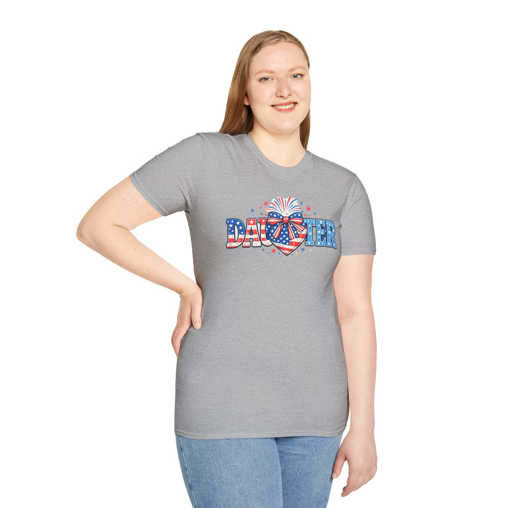 Daughter Patriotic Tee — USA Flag Heart Fireworks Design