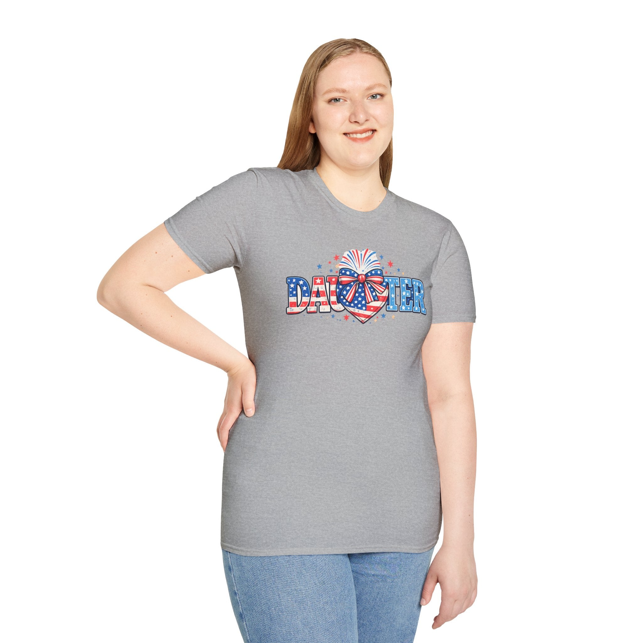 Daughter Patriotic Tee — USA Flag Heart Fireworks Design