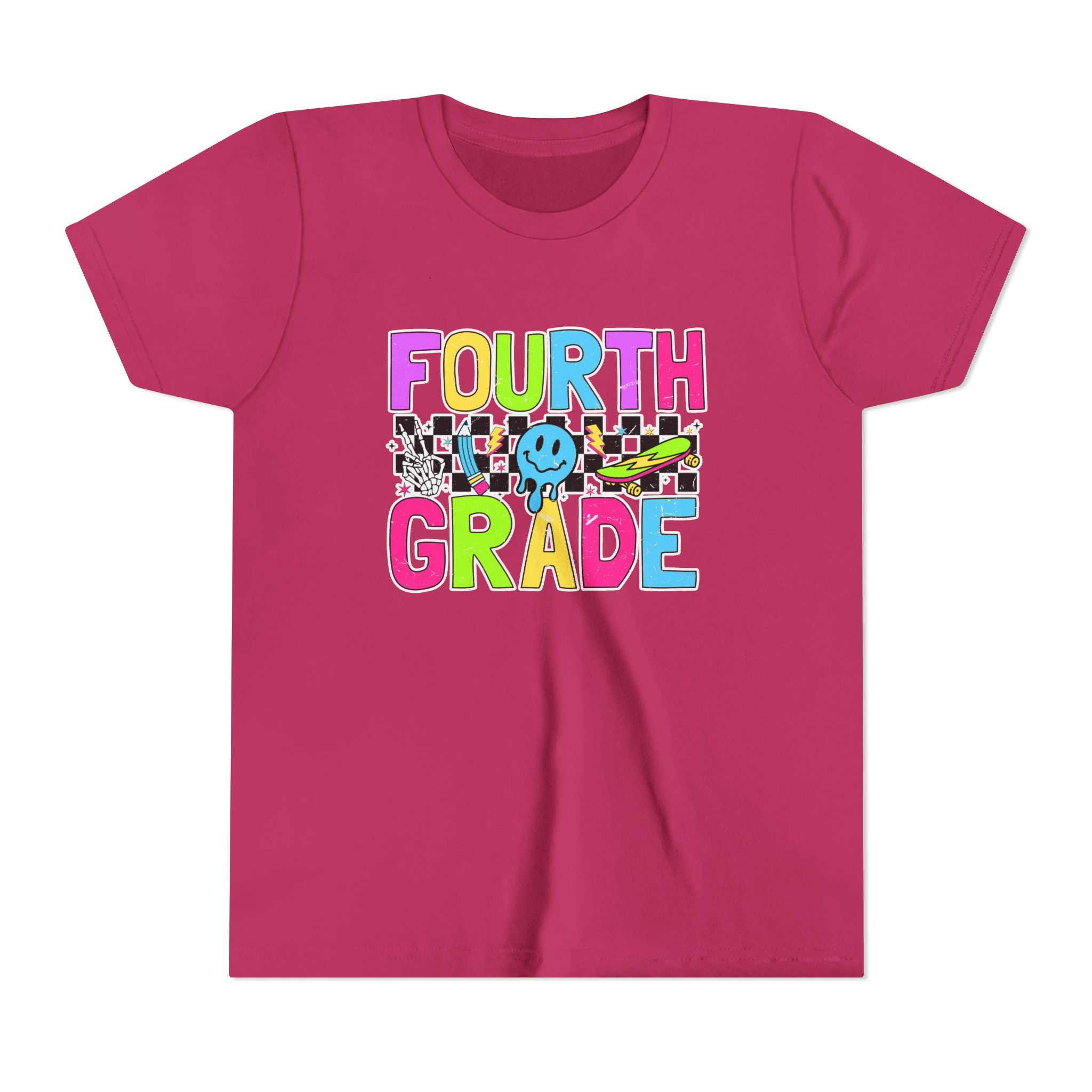 Fourth Grade Youth Tee — Colorful Smiley Back-to-School Shirt