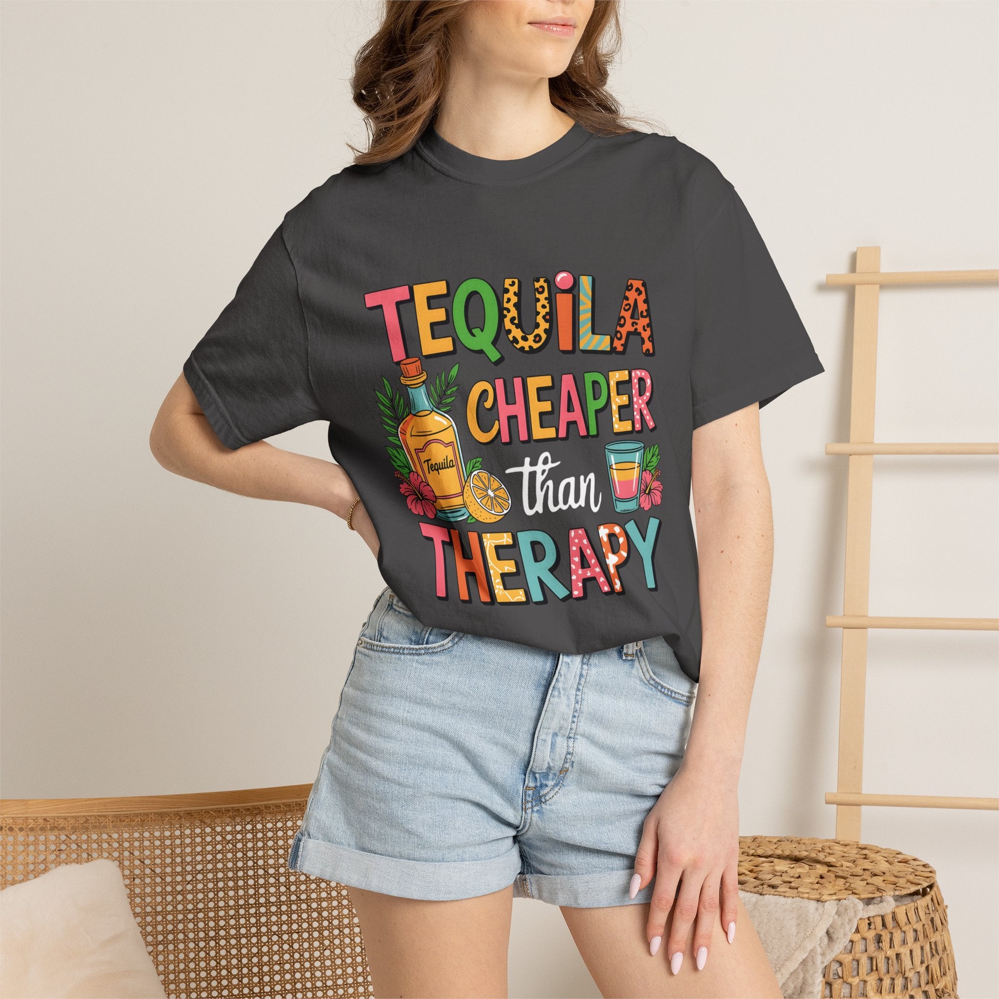 Tequila Cheaper Than Therapy T-shirt | Funny Margarita Cocktail Graphic