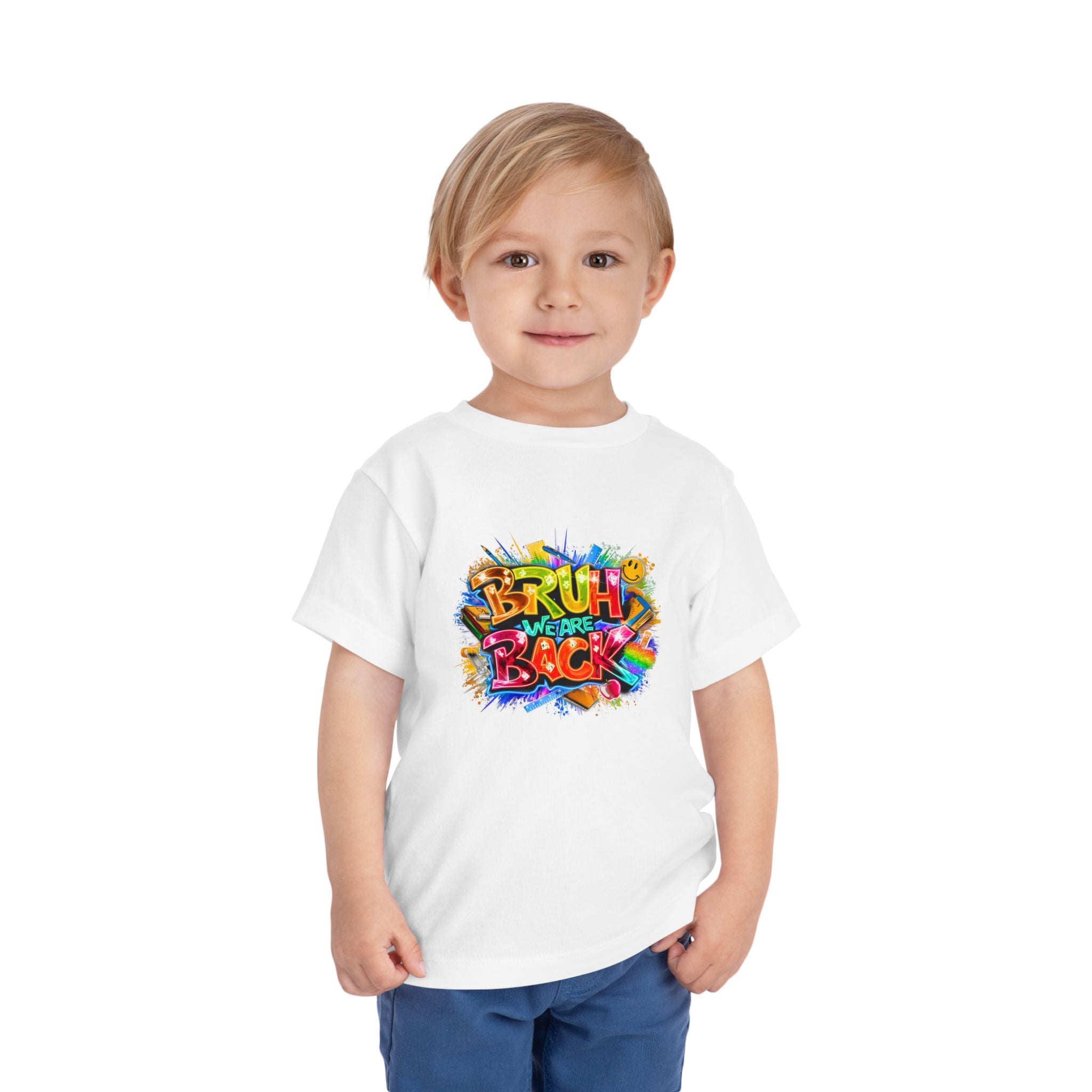 Toddler Tee — Colorful "Bruh We Are Back" Graphic Shirt
