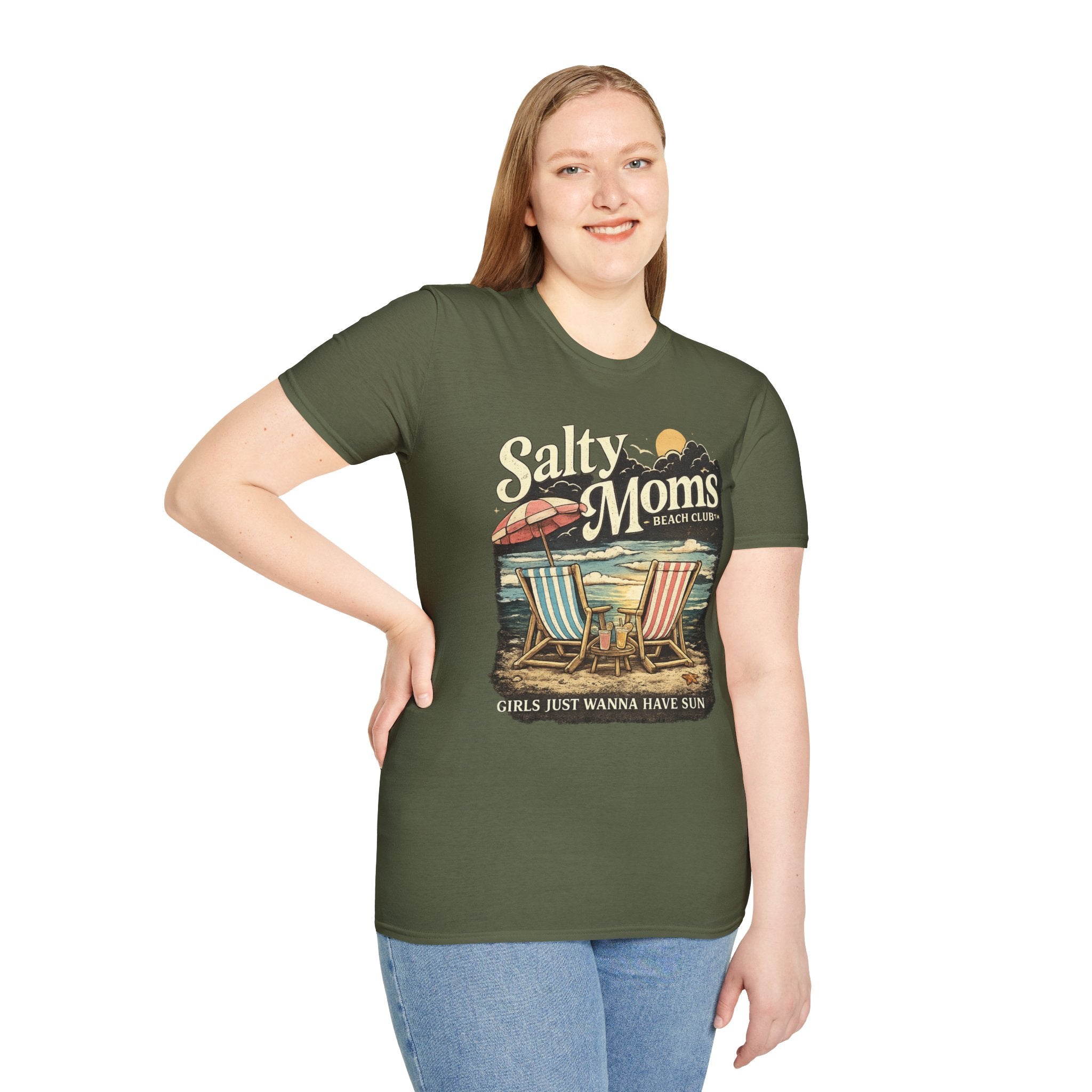 Salty Moms Beach Club T-Shirt — Vintage Coastal Mom Tee