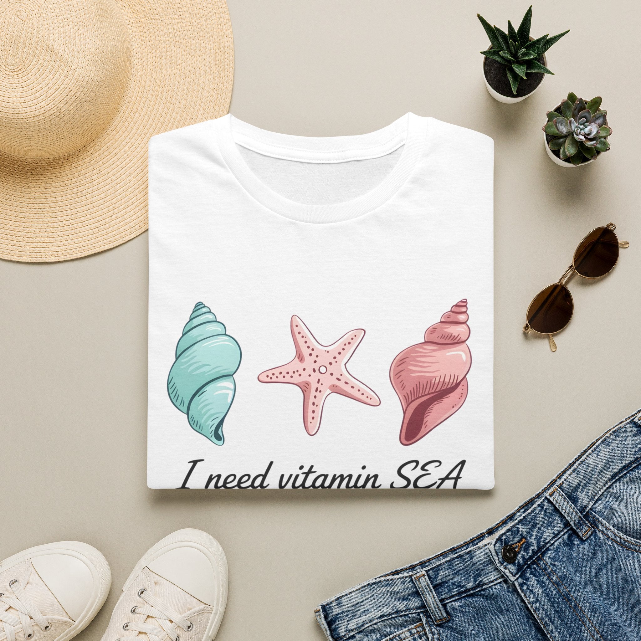 Sea Shell T-Shirt — "I Need Vitamin SEA" Beach Tee