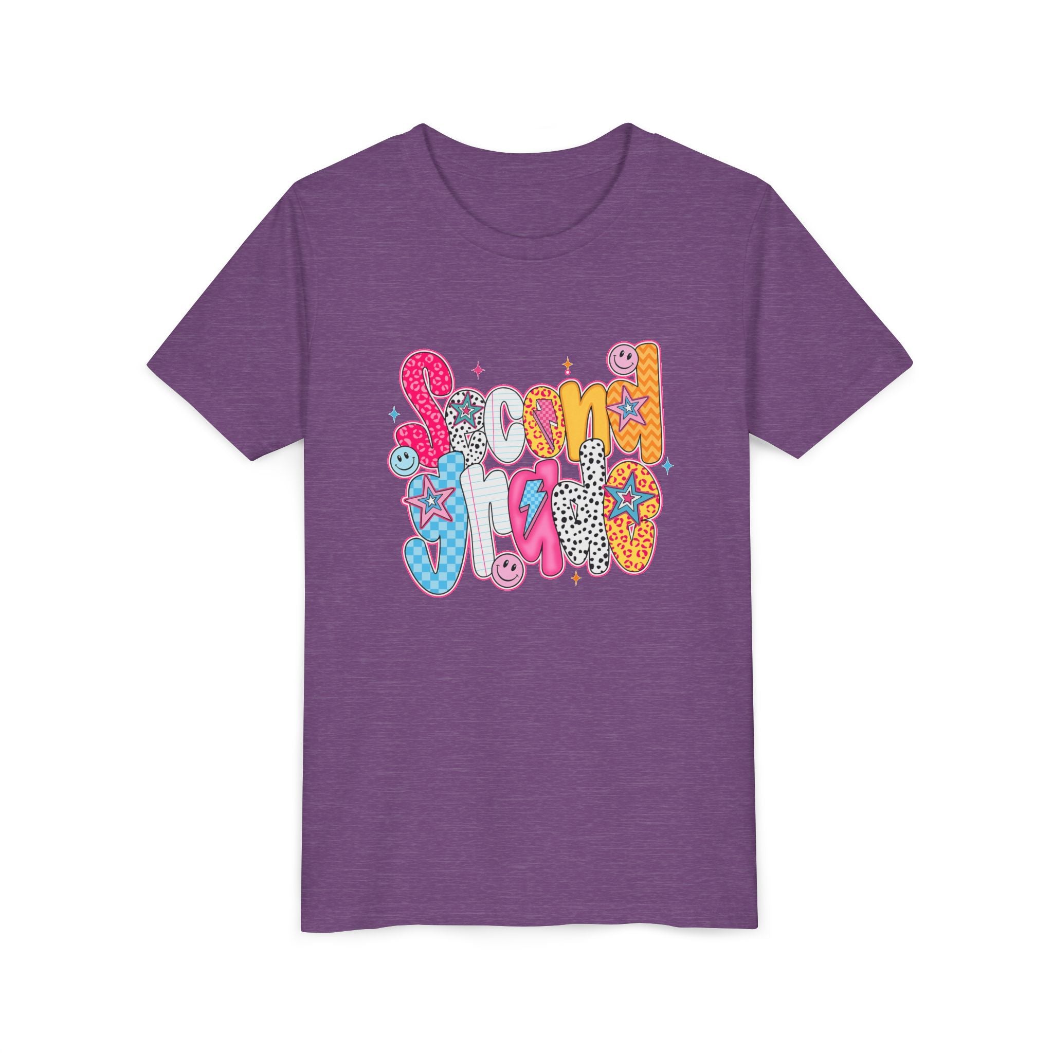 Youth Tee — Colorful 'Second Grade' Playful Retro Graphic