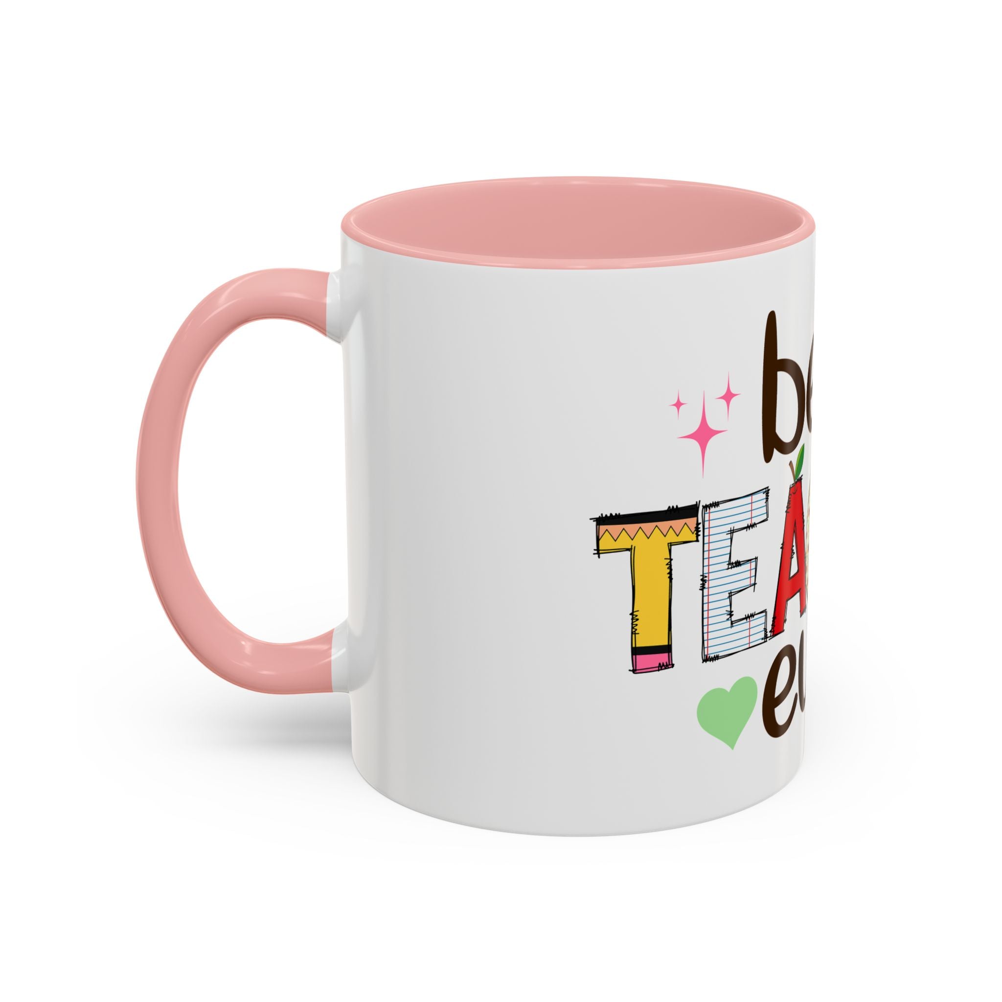 Best Teacher Ever Accent Coffee Mug – Gift for Teachers, Colorful School Appreciation Cup