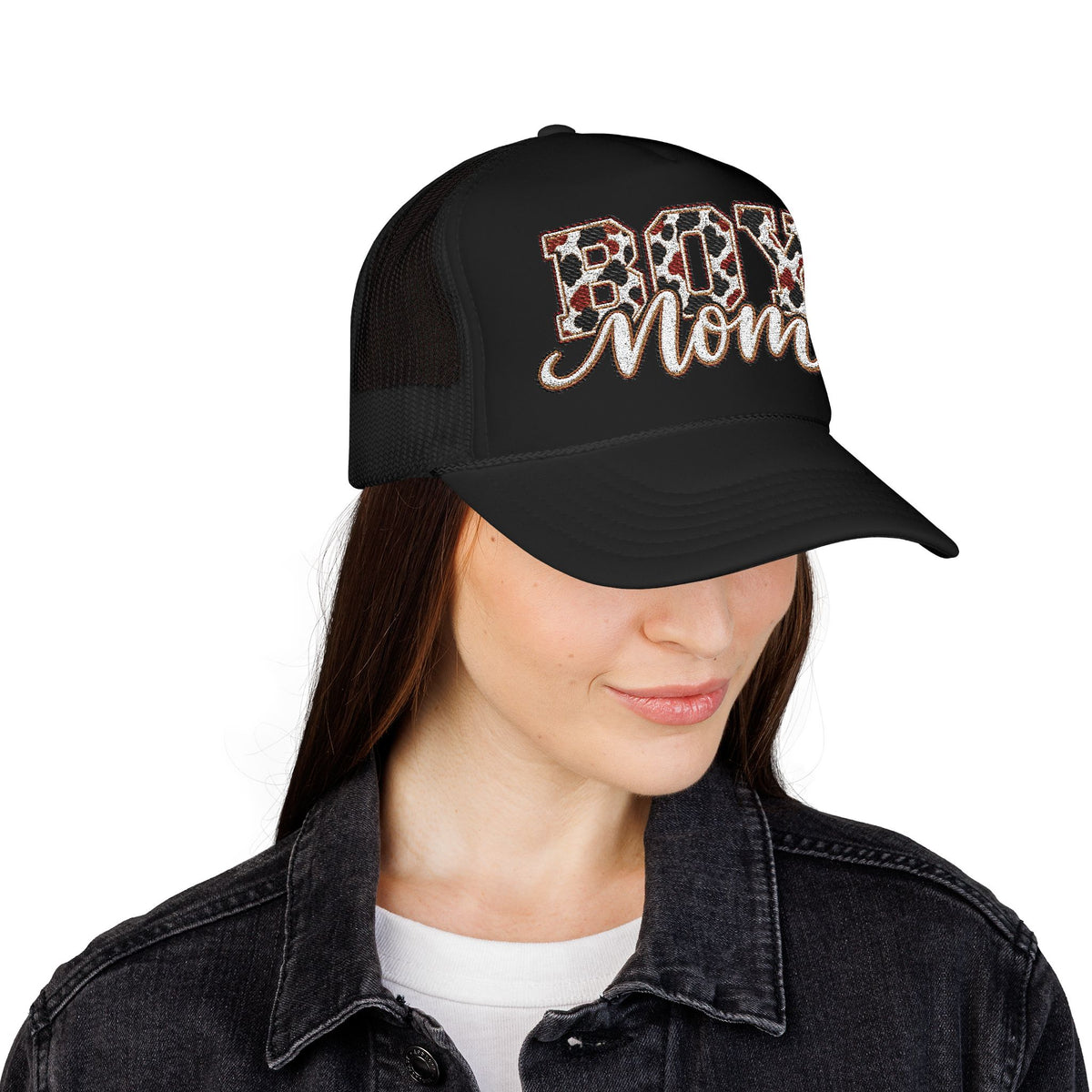 Boy Mom Leopard Foam Trucker Hat