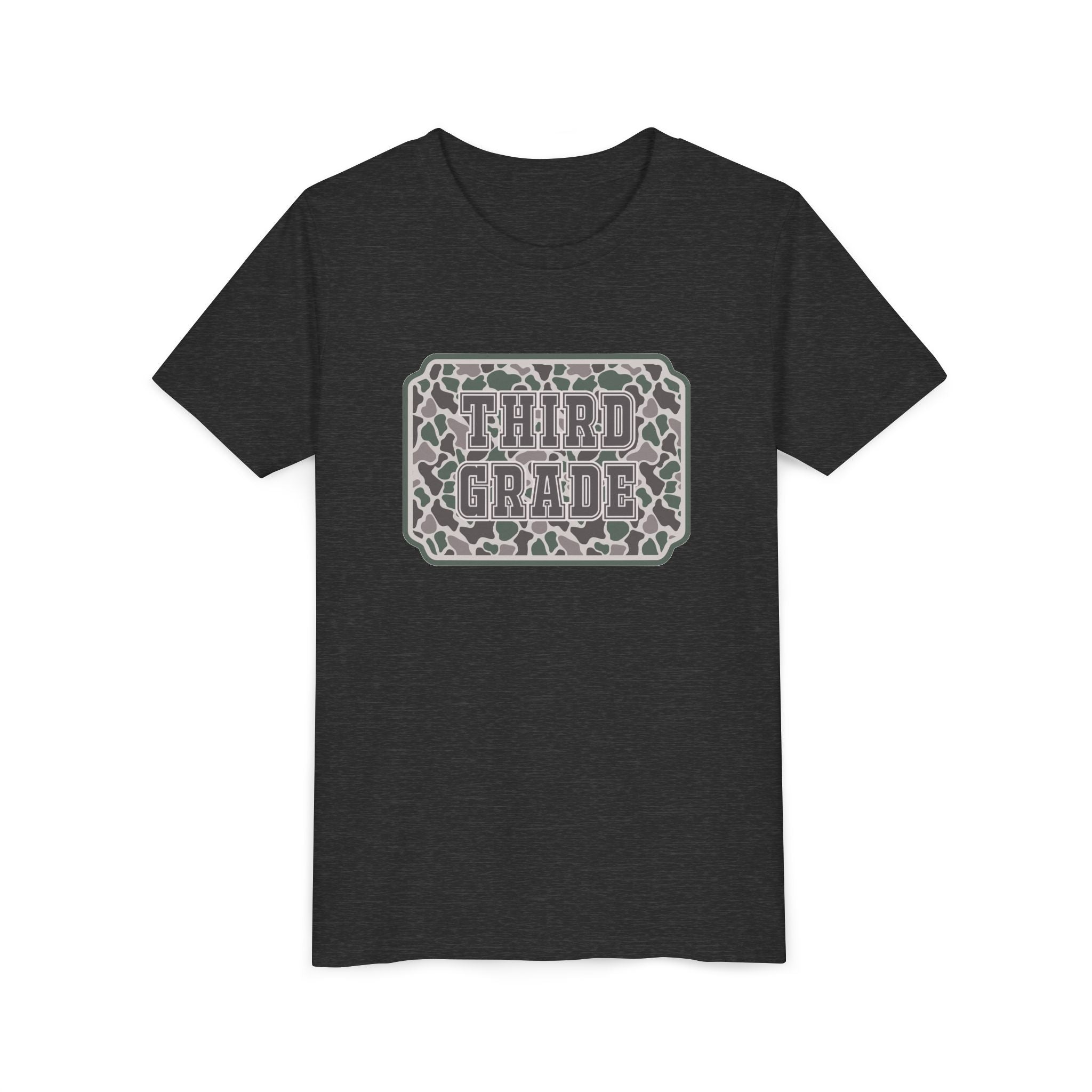Third Grade Camo Youth Tee — Back to School Shirt for Kids