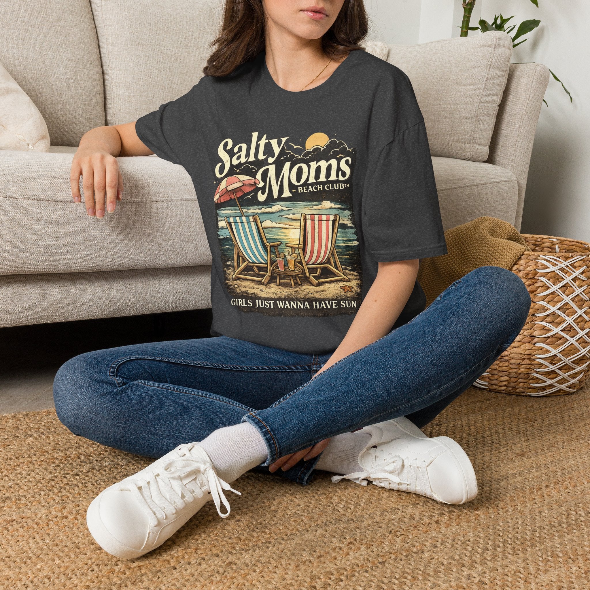 Salty Moms Beach Club T-Shirt — Vintage Coastal Mom Tee