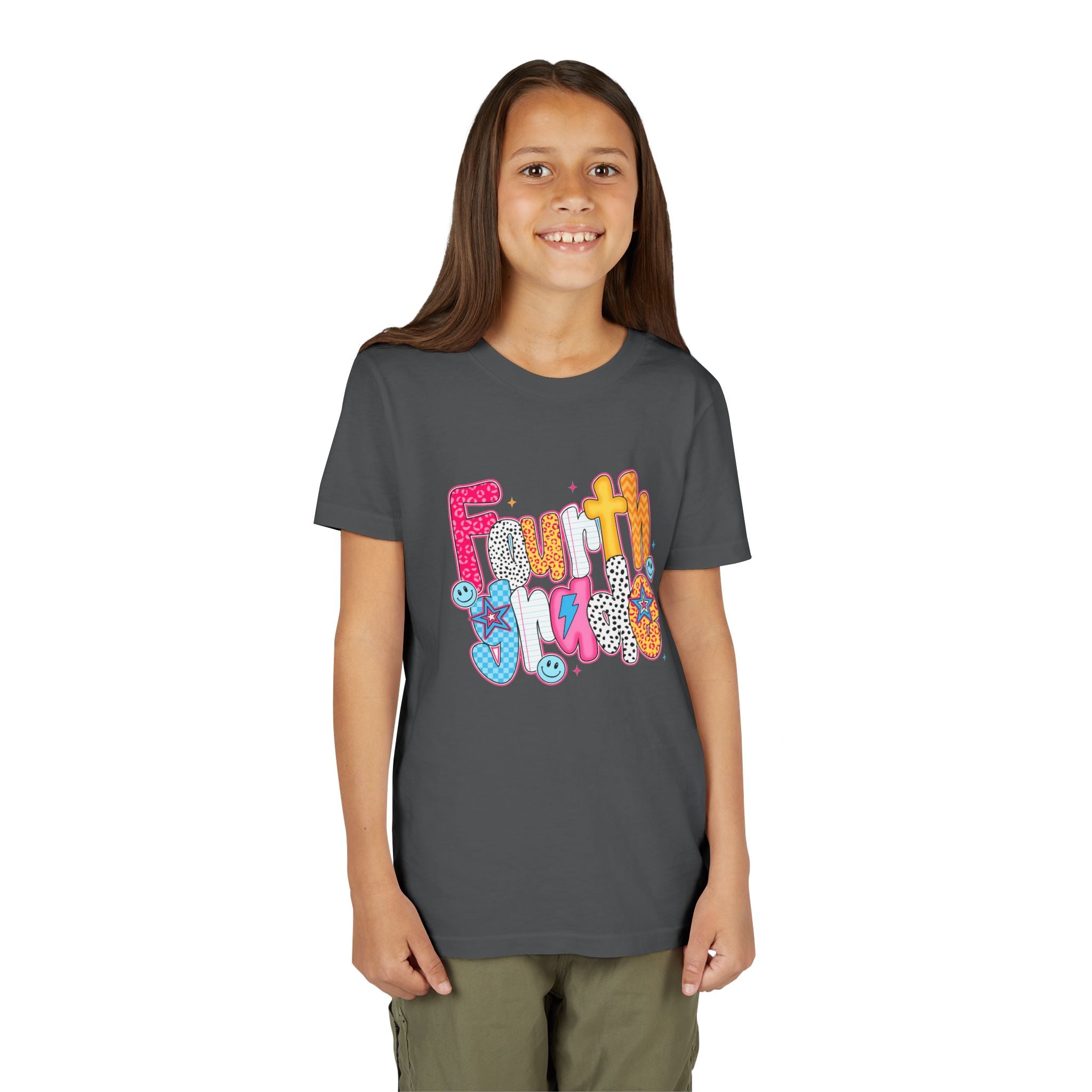 Fourth Grade Cute Youth Tee – Colorful Smiley School Shirt for Kids