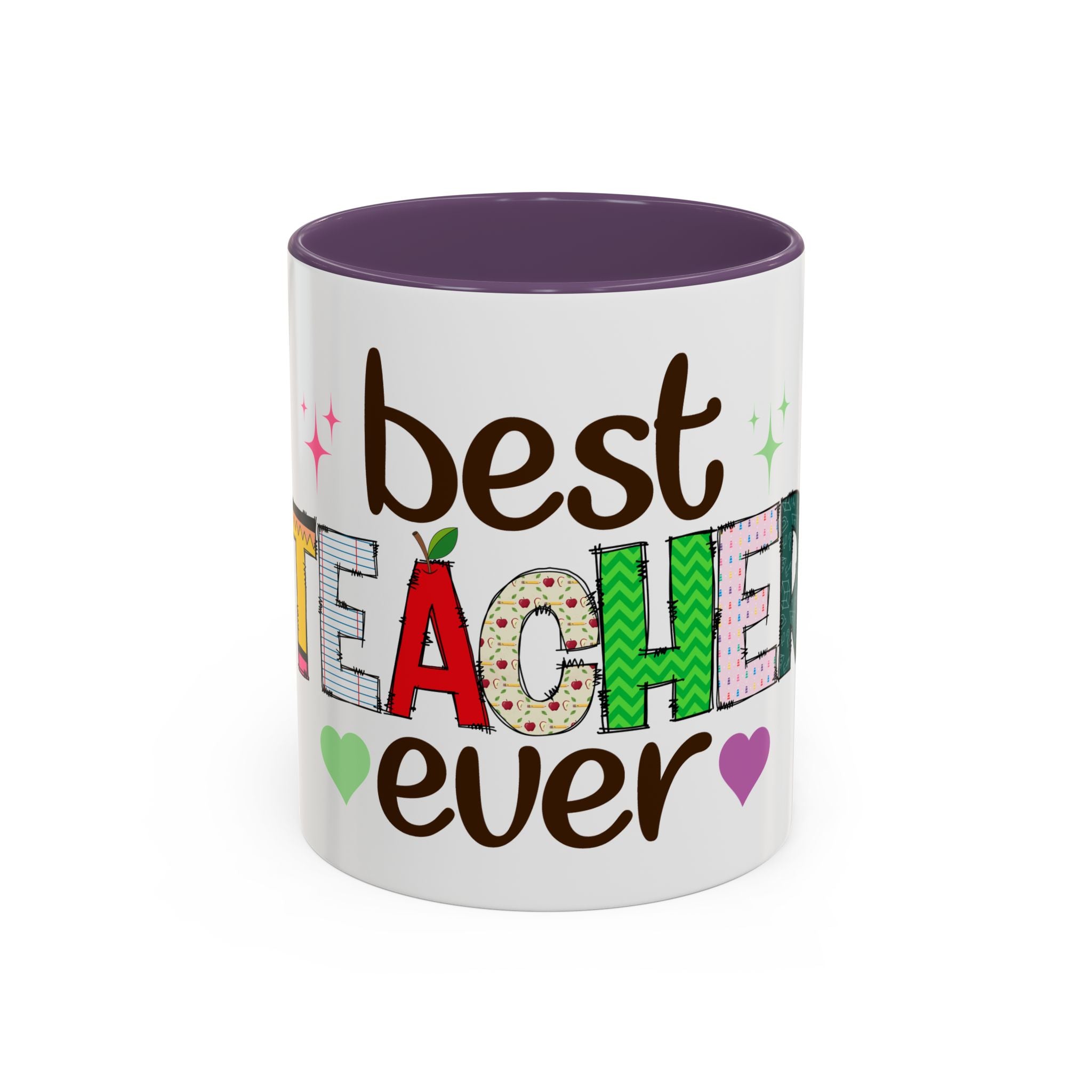 Best Teacher Ever Accent Coffee Mug – Gift for Teachers, Colorful School Appreciation Cup