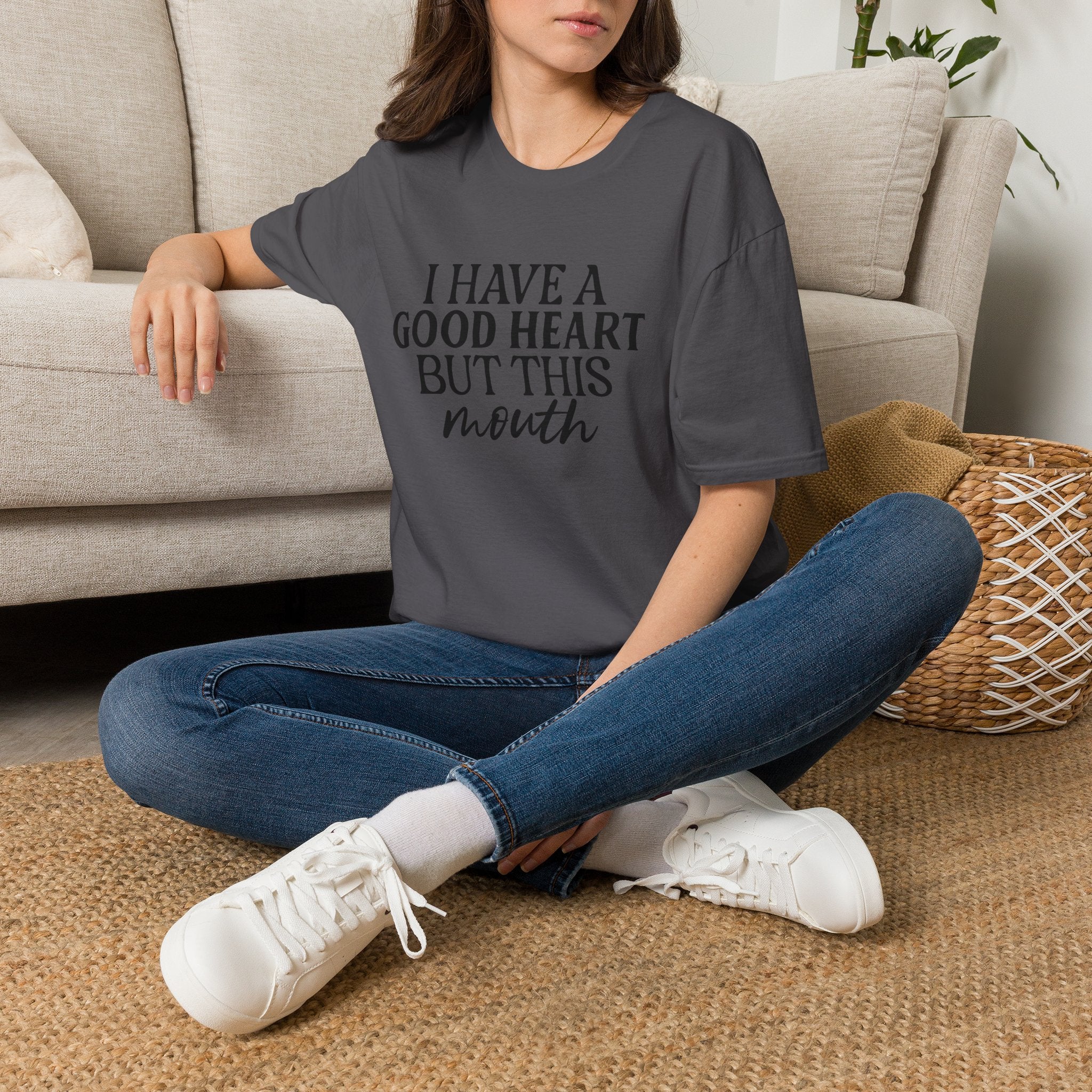 “I Have a Good Heart But This Mouth” Funny Sarcastic Tee
