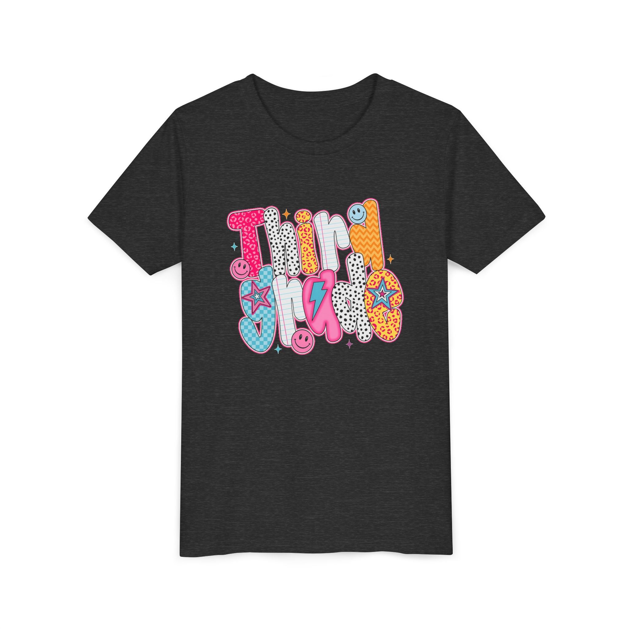 Third Grade — Colorful 'Think Big' Retro Graphic Shirt for Kids