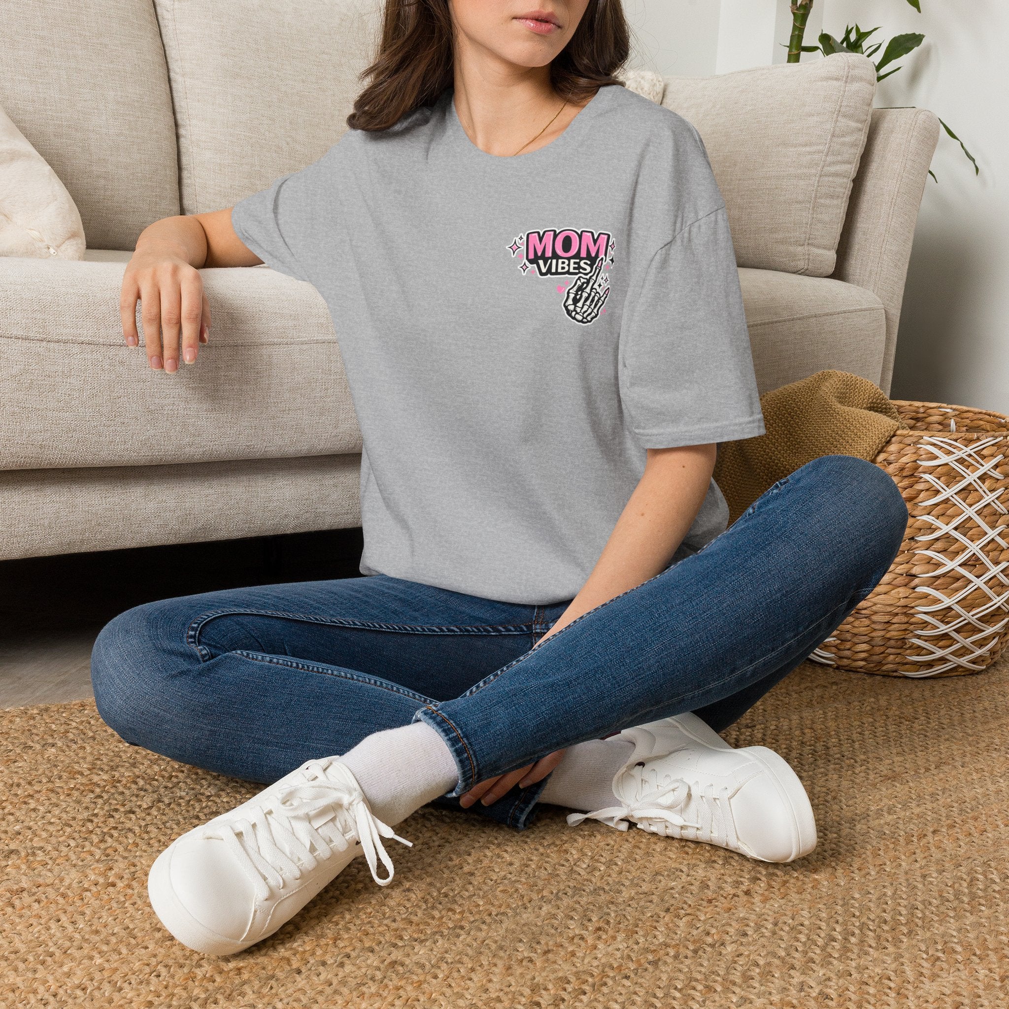 Mom Vibes T-Shirt — Pink Retro Graphic Tee for Moms
