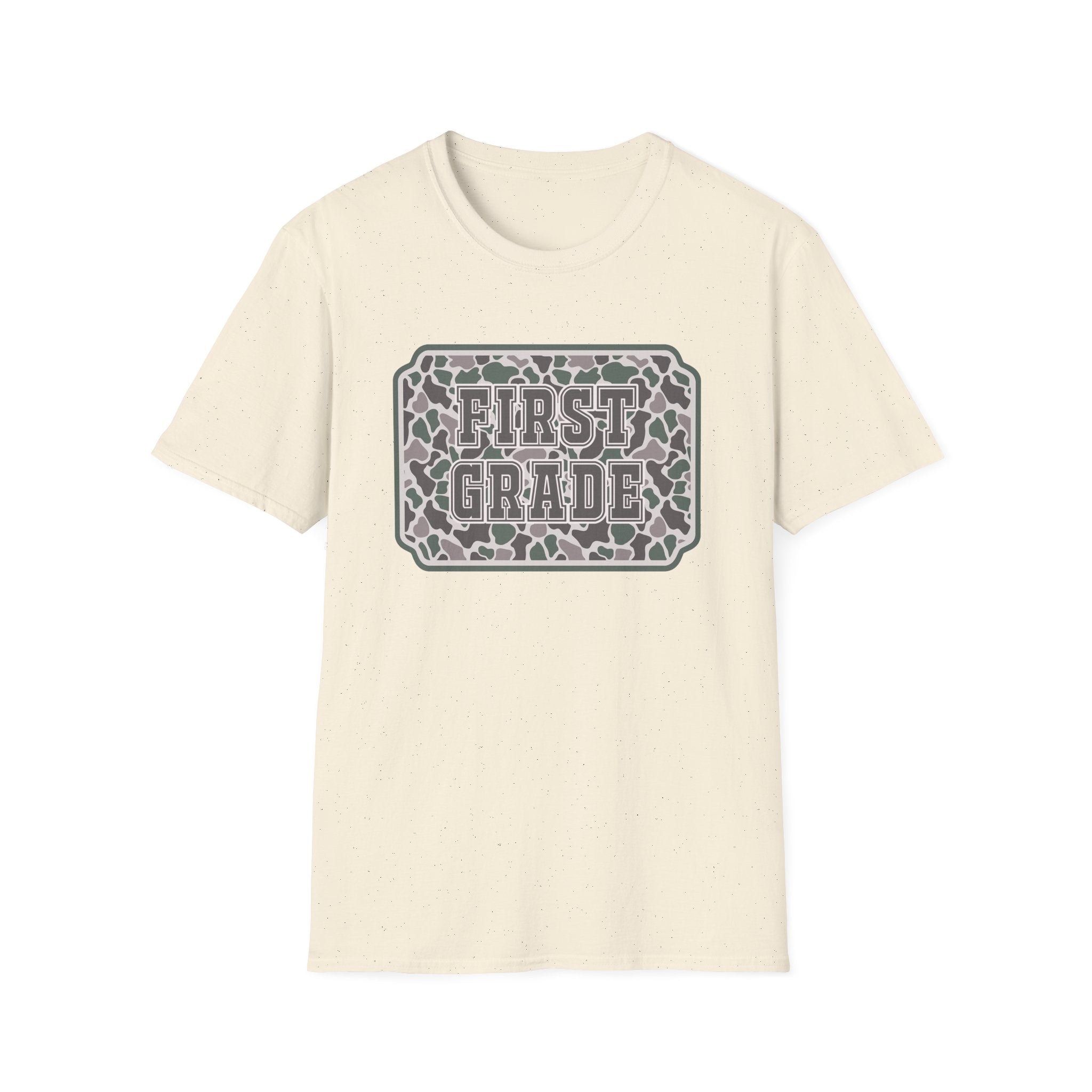 First Grade Camo T-Shirt — 'FIRST GRADE' School Teacher / Back-to-School Shirt