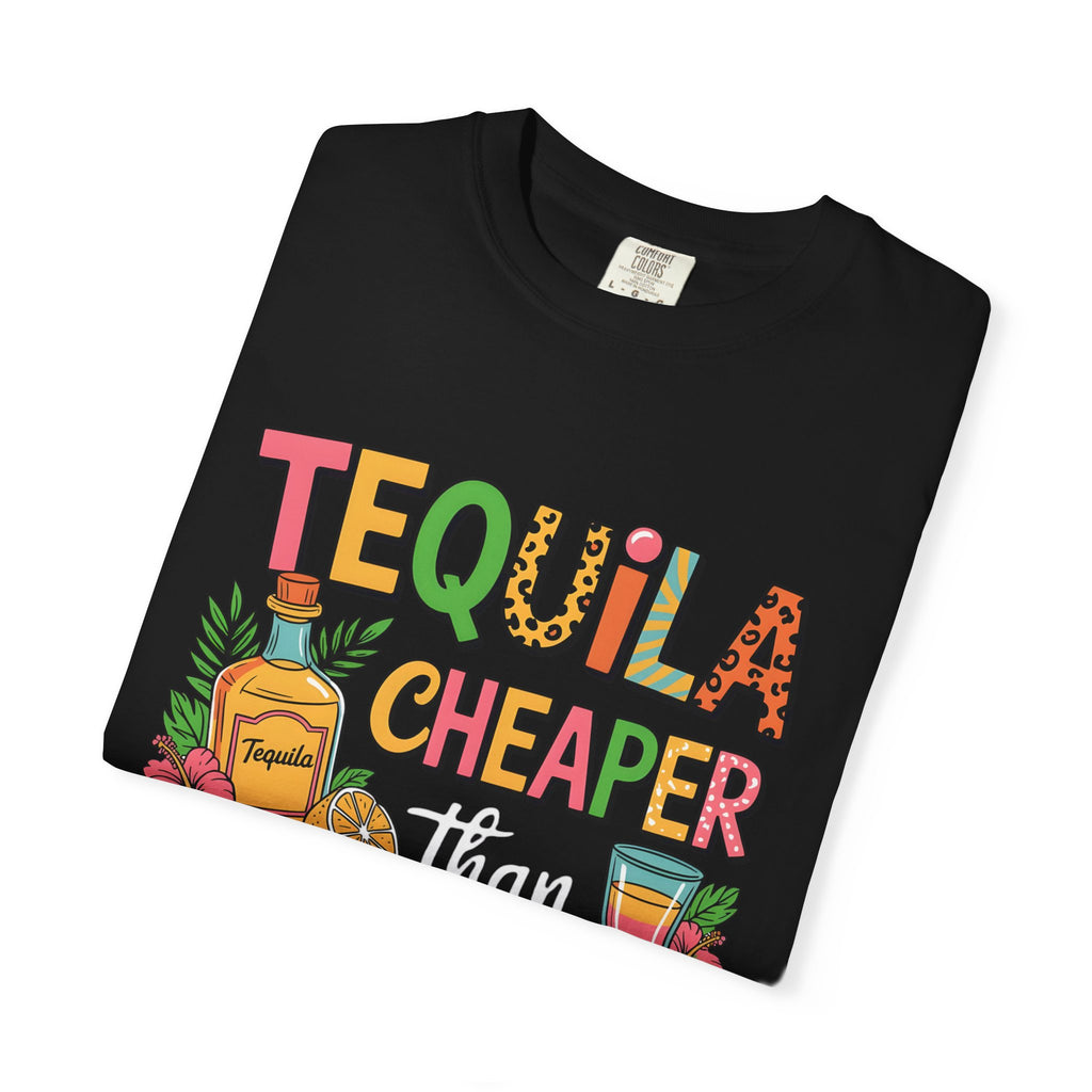 Tequila Cheaper Than Therapy T-shirt | Funny Margarita Cocktail Graphic