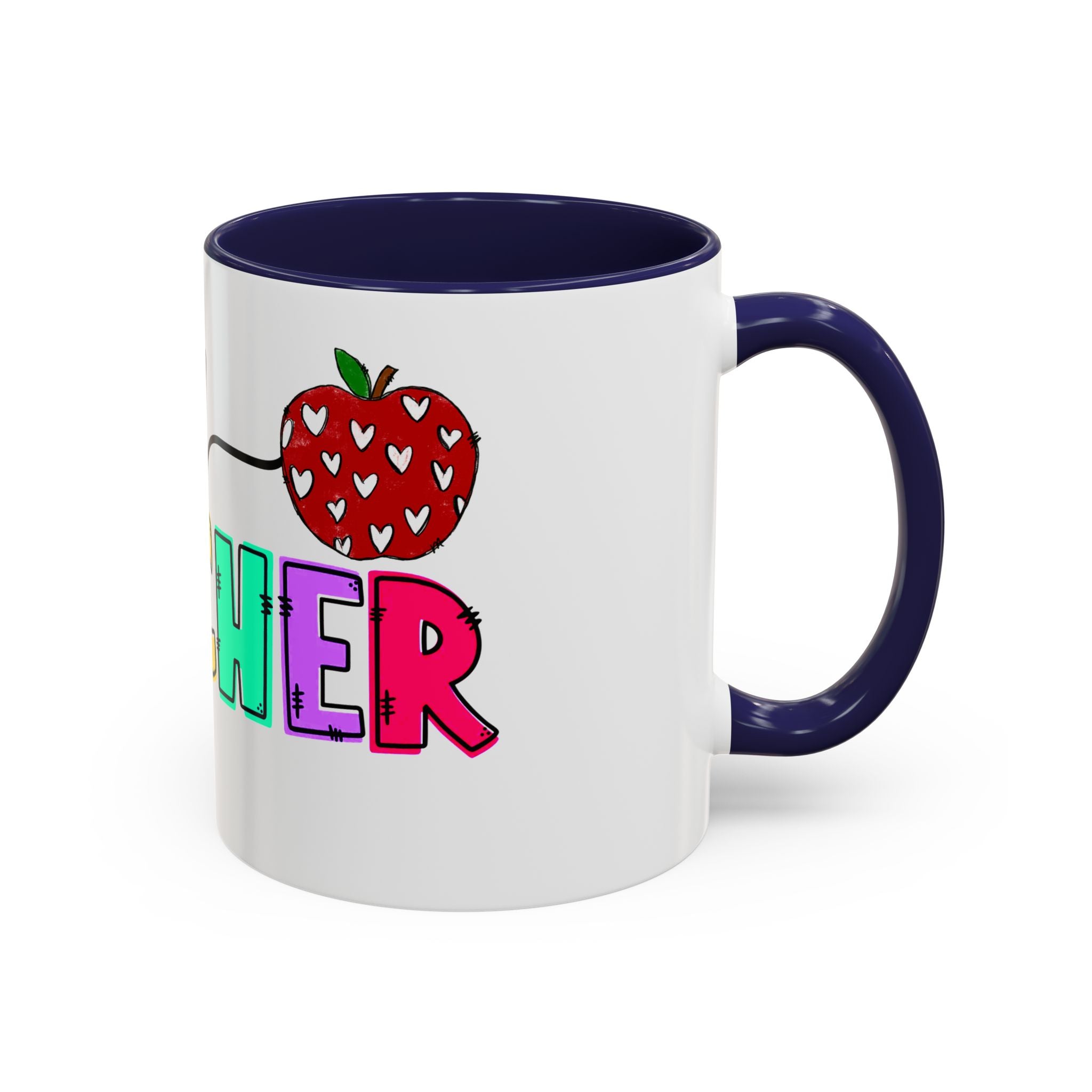 Blessed Teacher Accent Coffee Mug – Colorful Apple Design (11/15oz)