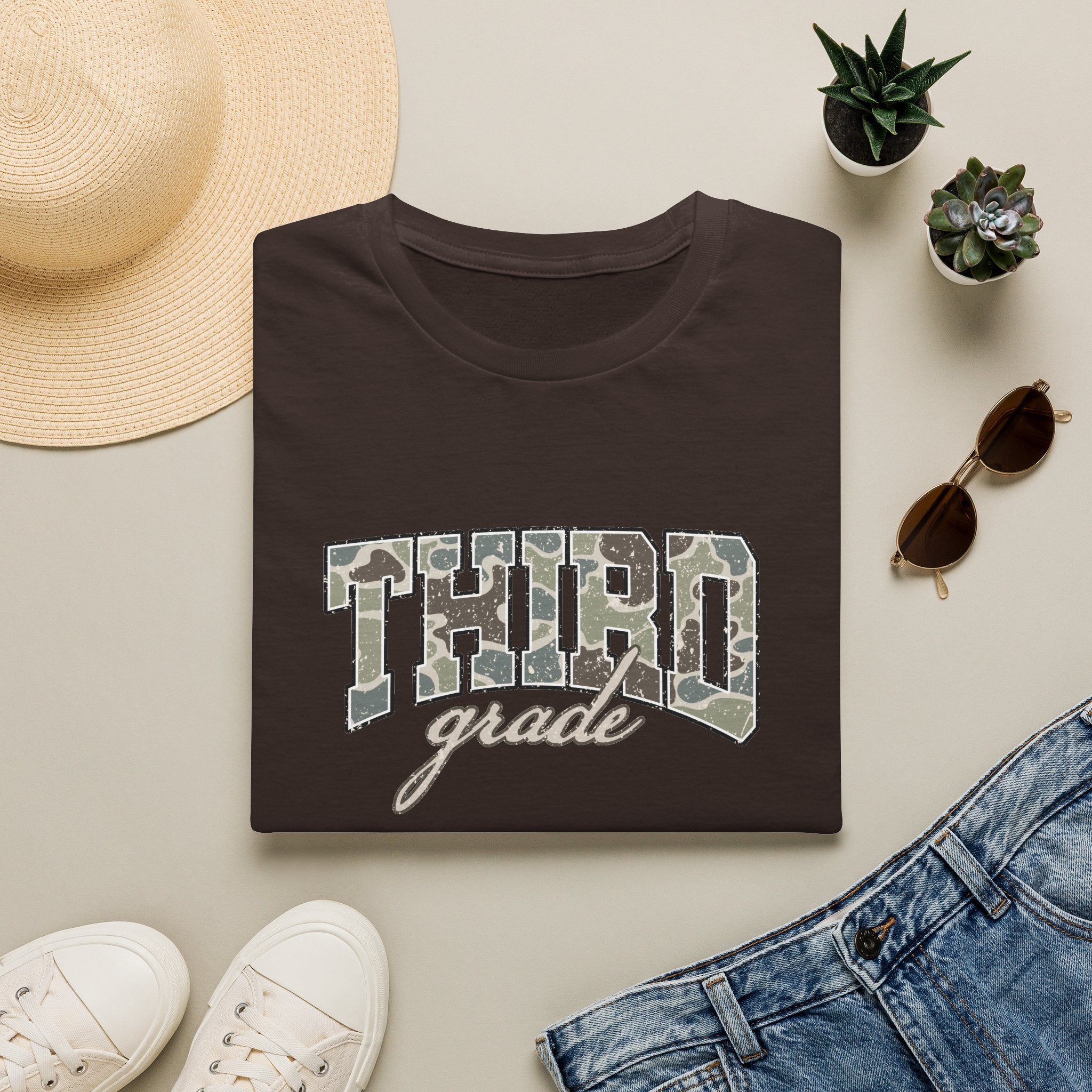 Third Grade Camo T-Shirt — 'Third Grade' School Mom Teacher Tee