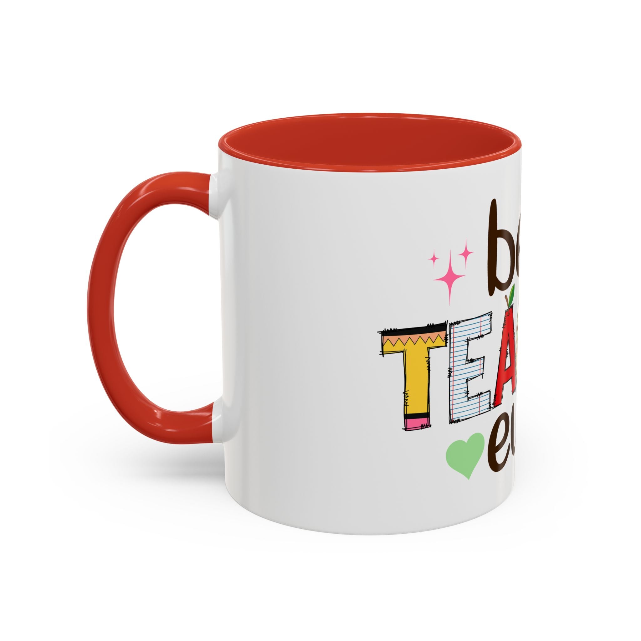 Best Teacher Ever Accent Coffee Mug – Gift for Teachers, Colorful School Appreciation Cup