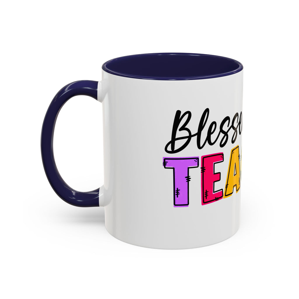 Blessed Teacher Accent Coffee Mug – Colorful Apple Design (11/15oz)
