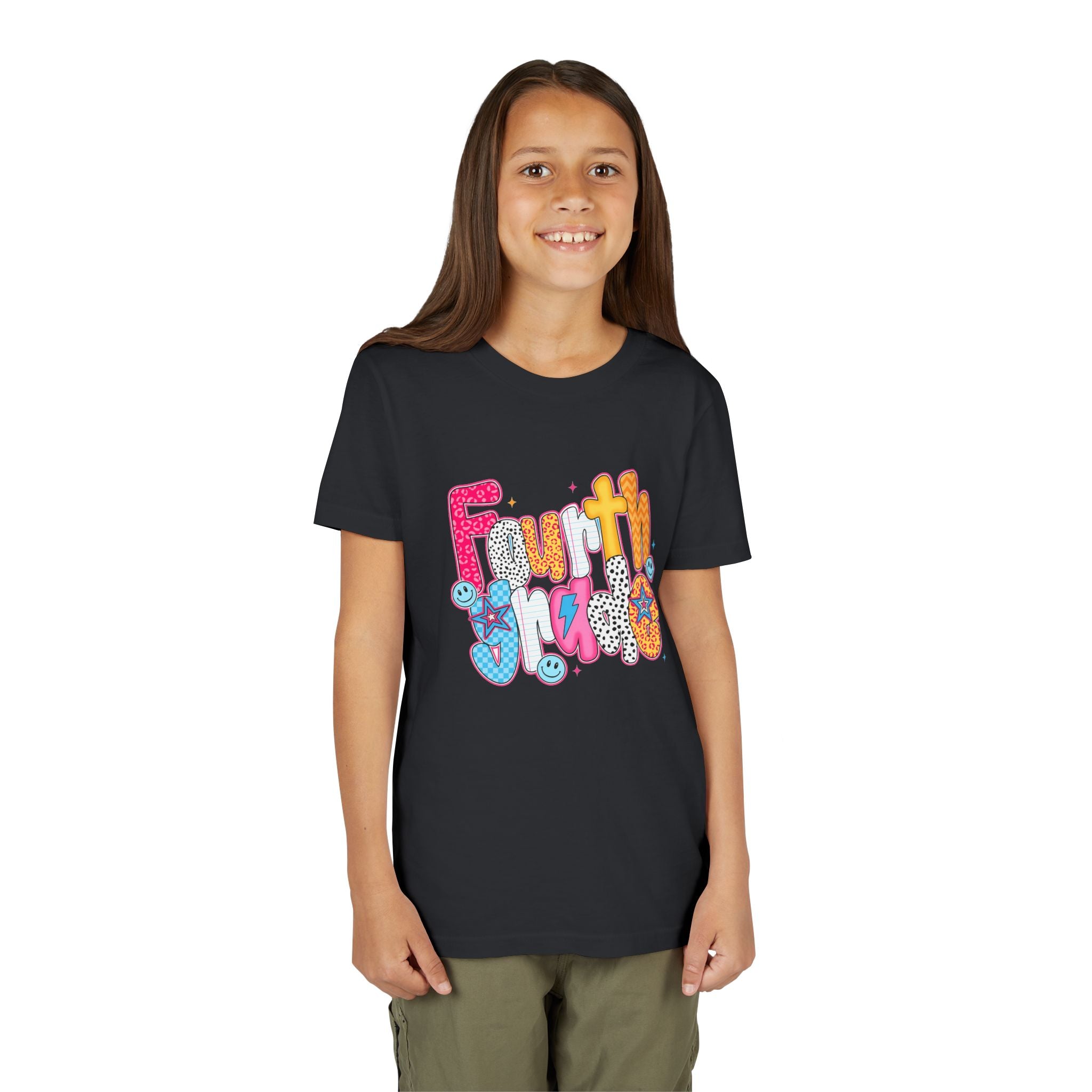 Fourth Grade Cute Youth Tee – Colorful Smiley School Shirt for Kids
